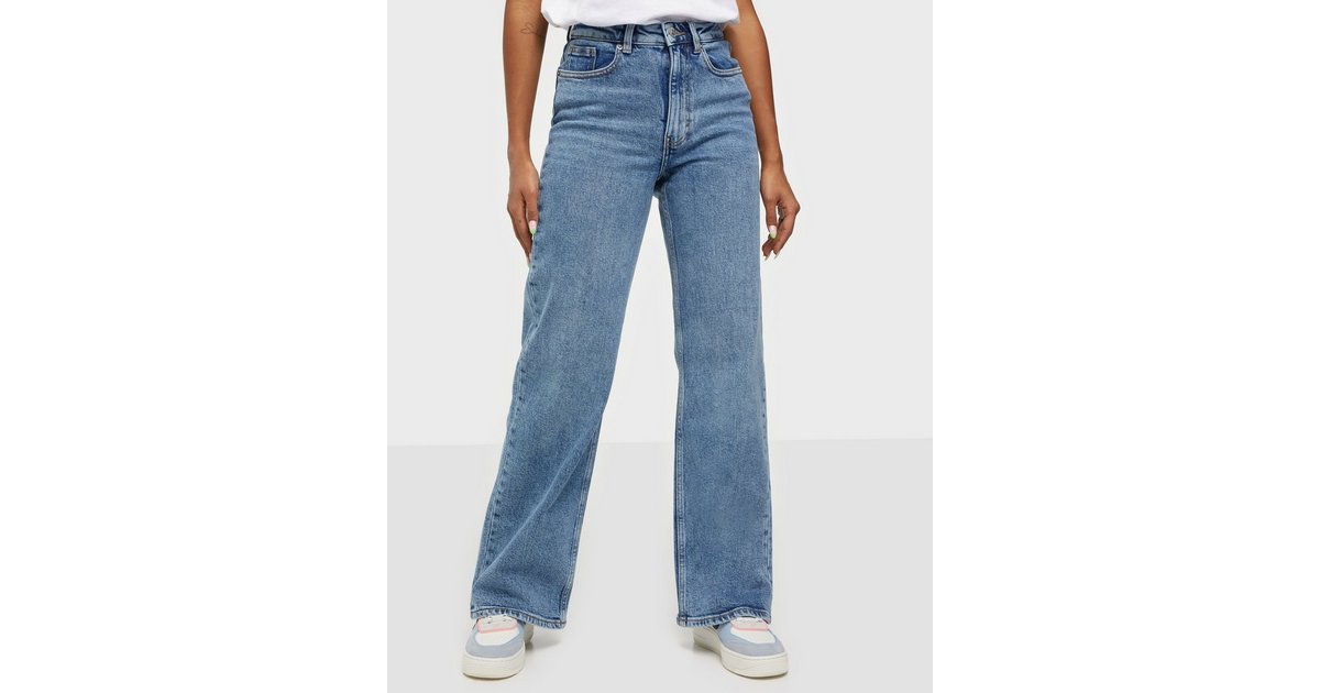 ONLJuicy life wide high waisted jeans, Medium Blue