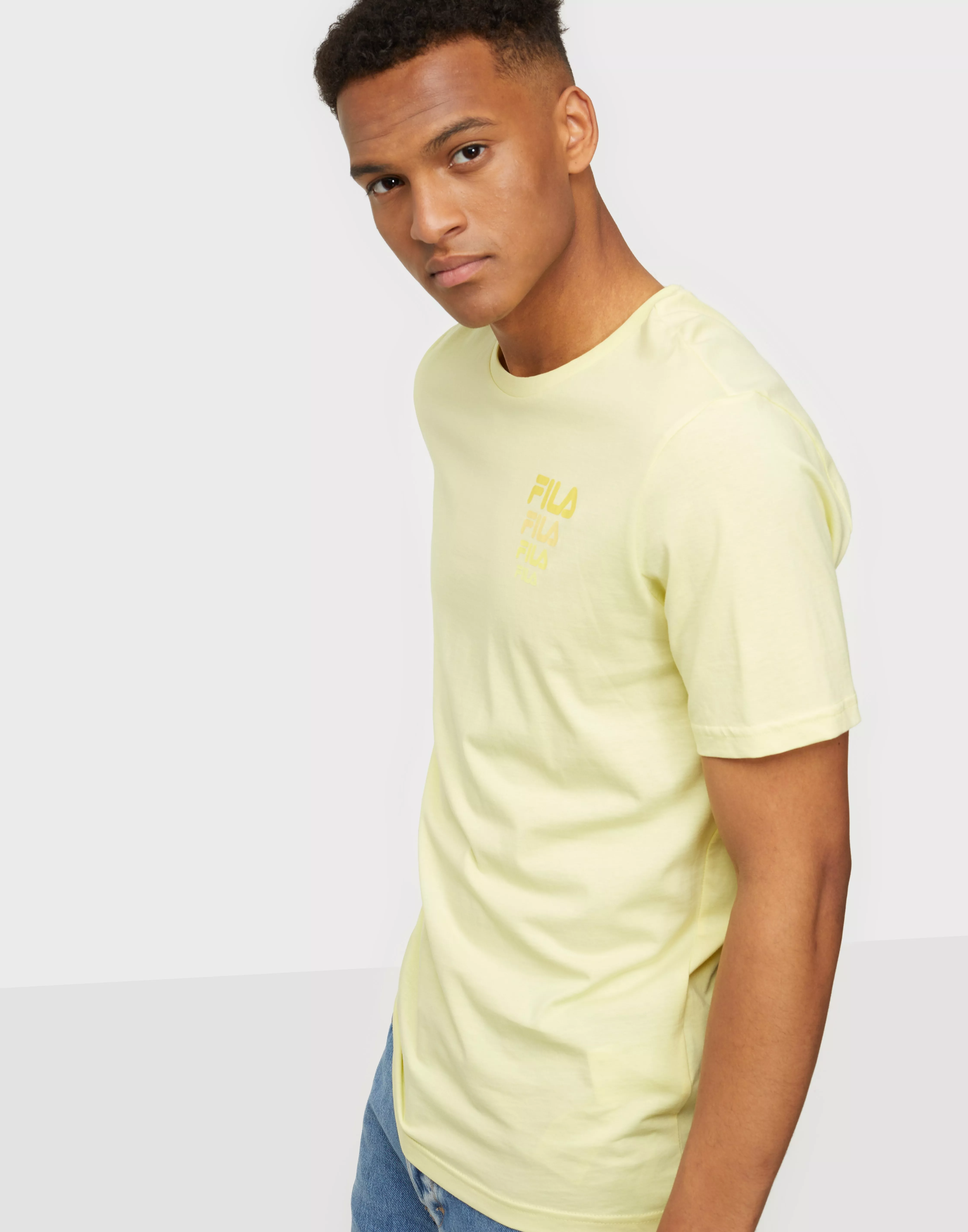 Yellow and white hot sale fila shirt