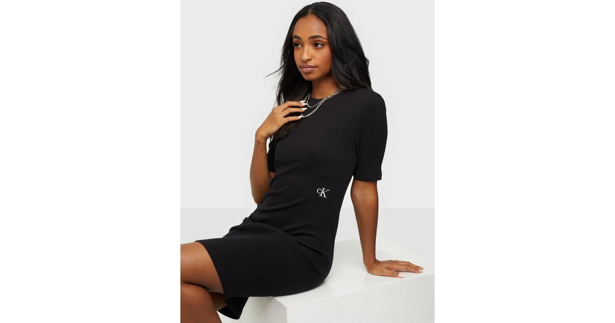 SLUB RIB 3/4 SLEEVES DRESS