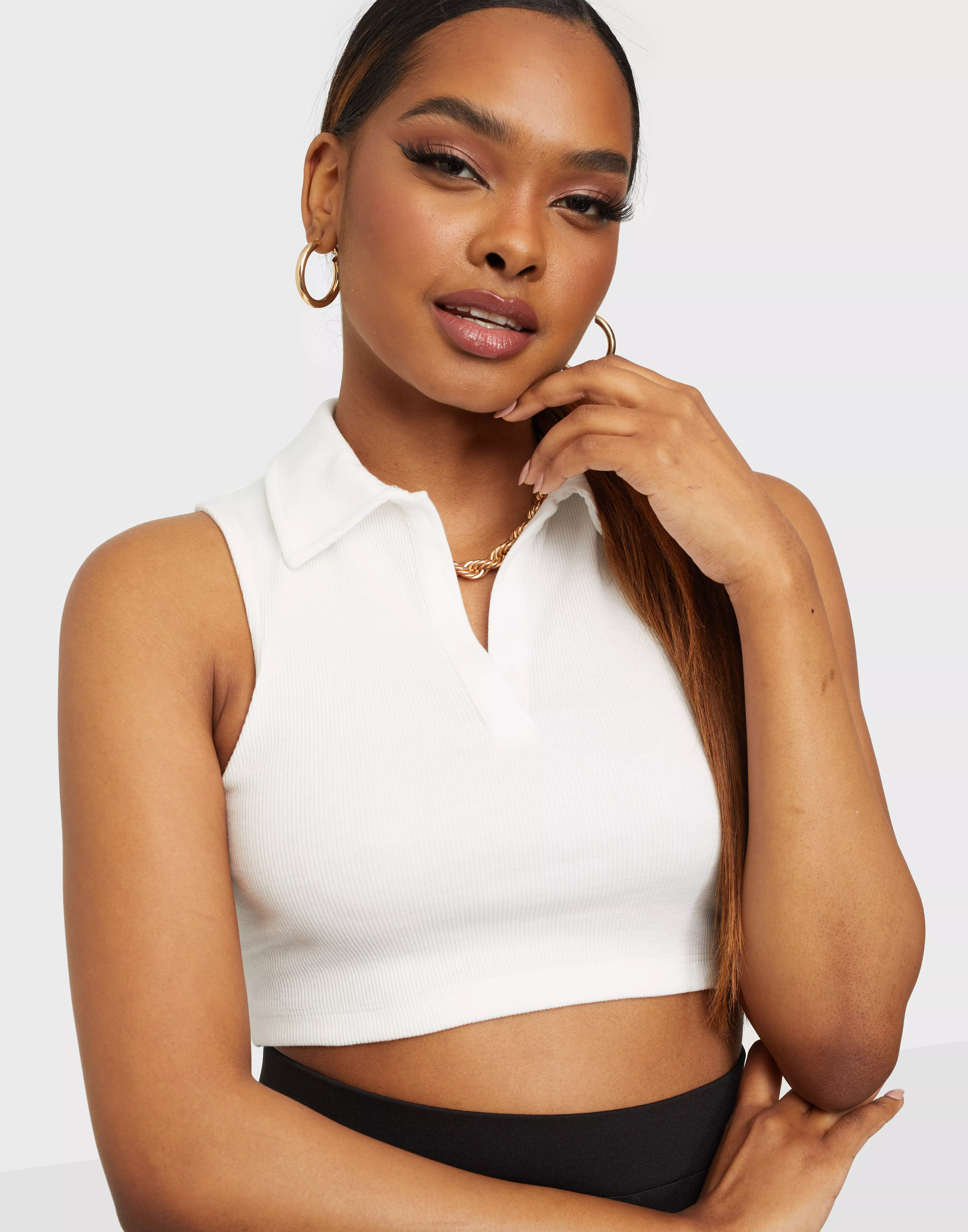 Collar neck crop top sale