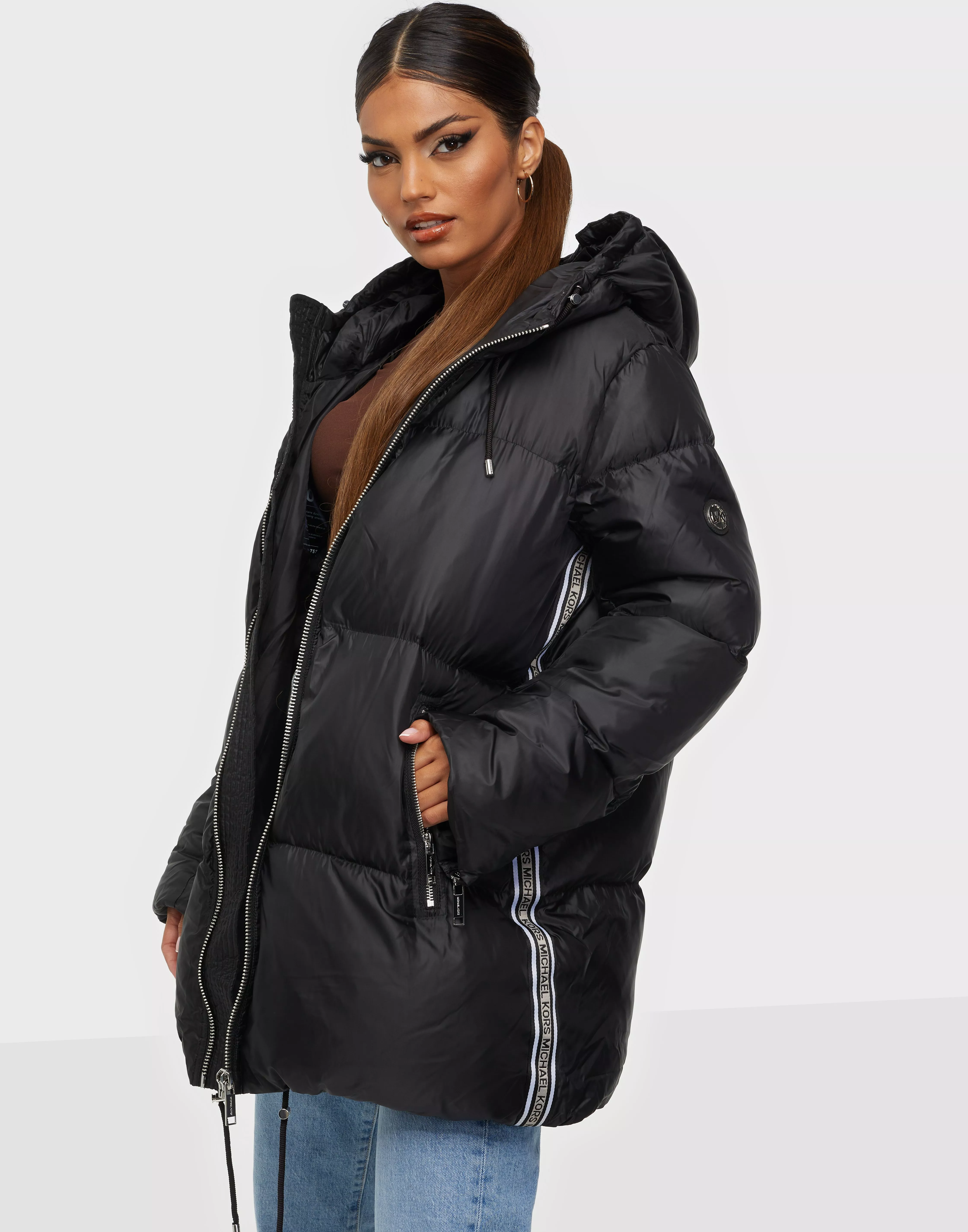 Michael Kors logo-tape Hooded Puffer Jacket - Farfetch