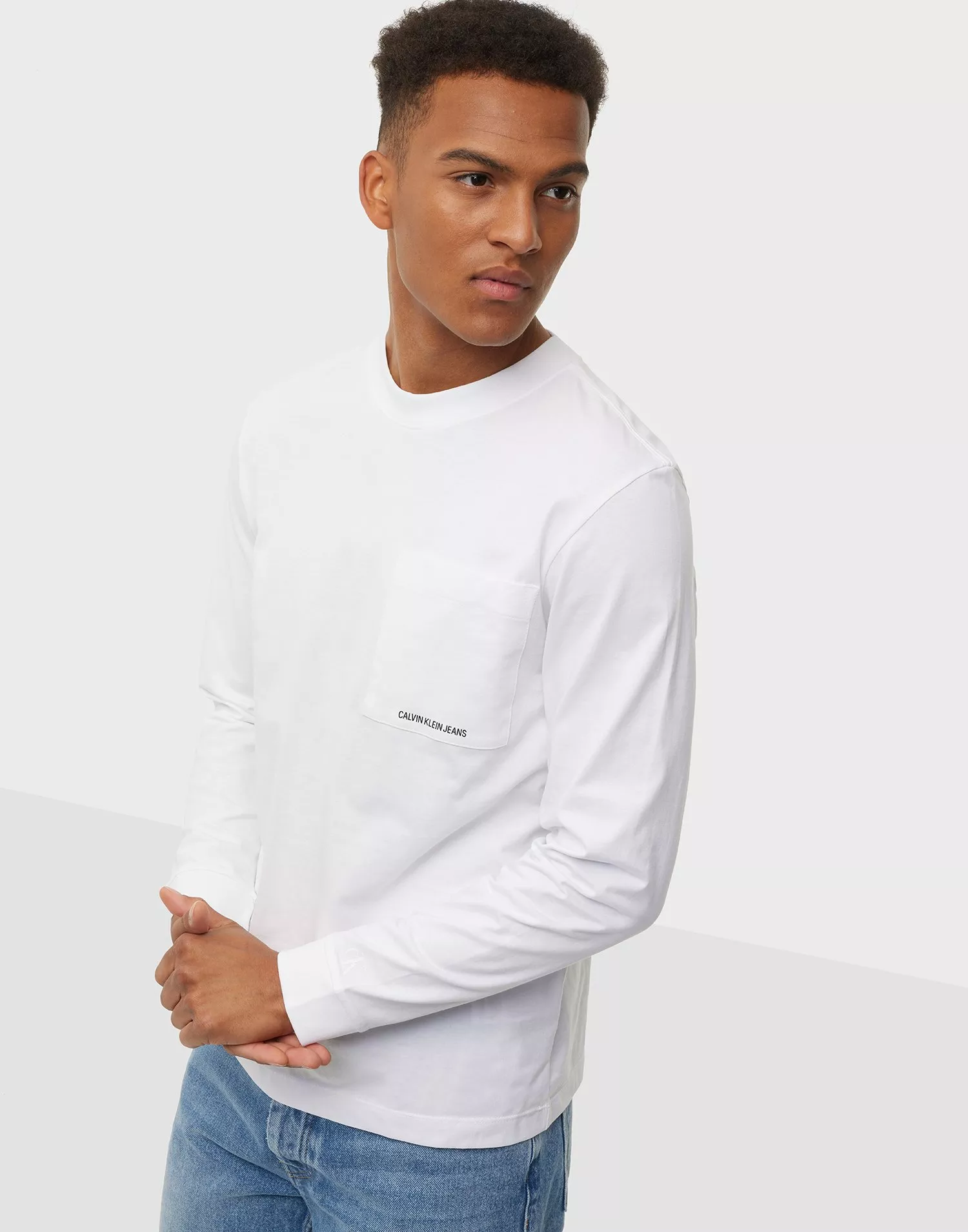 calvin klein white long sleeve shirt