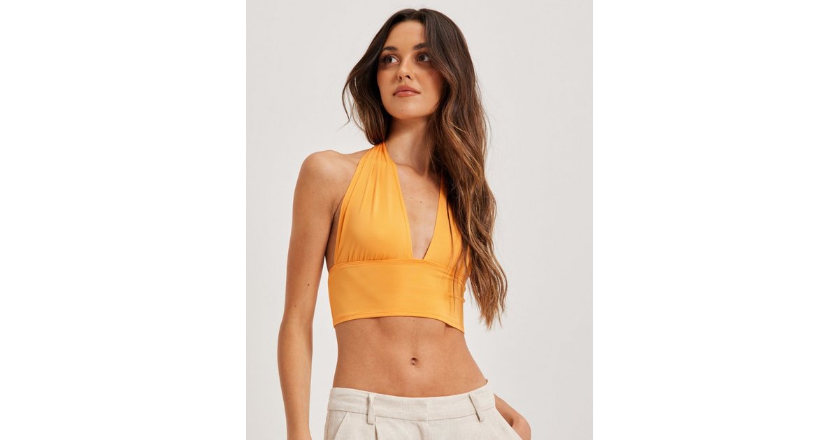 Köp Nelly Halterneck Crop Top Orange