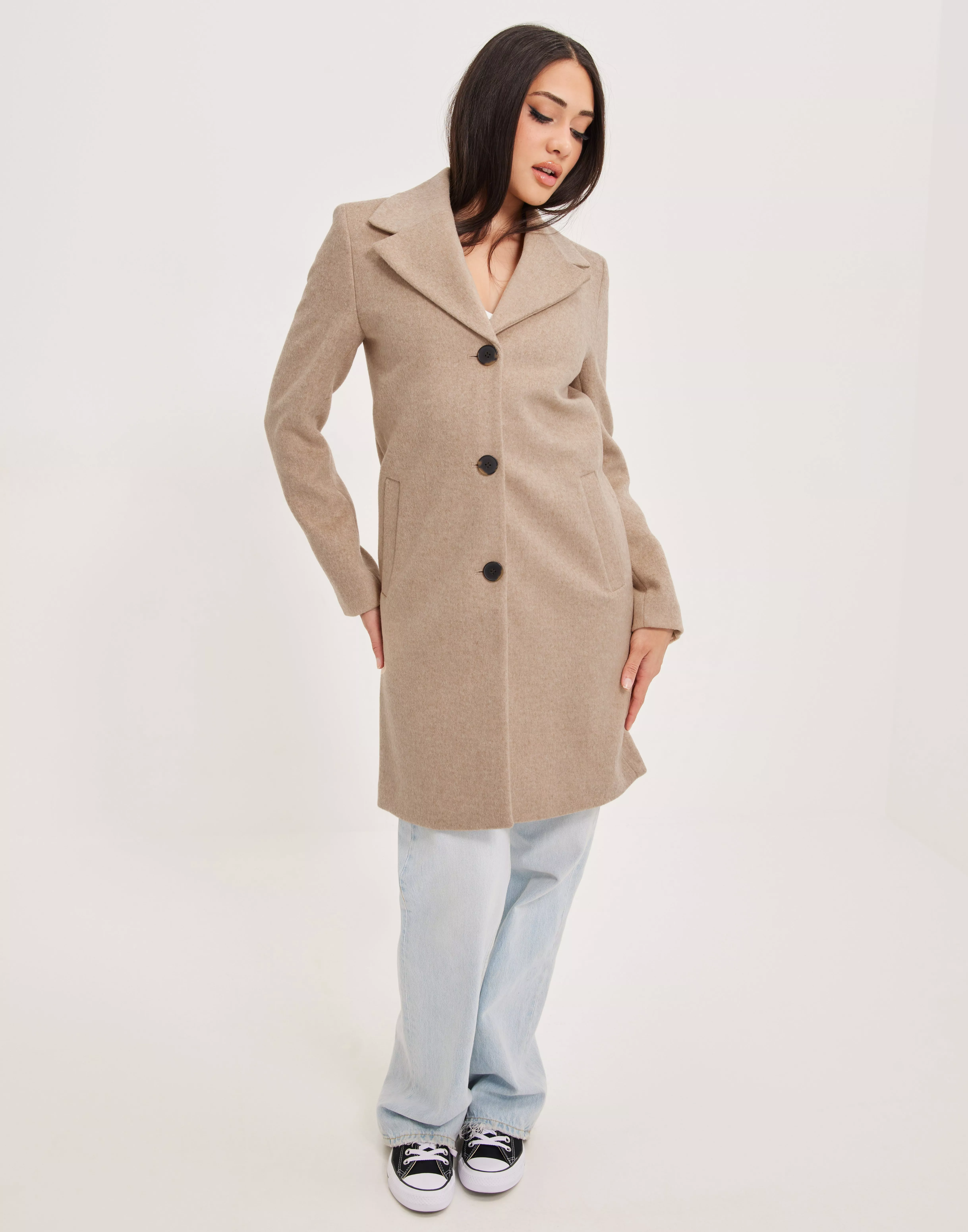 Køb Selected Femme SASJA WOOL COAT B NOOS - Beige Melange | Nelly.com