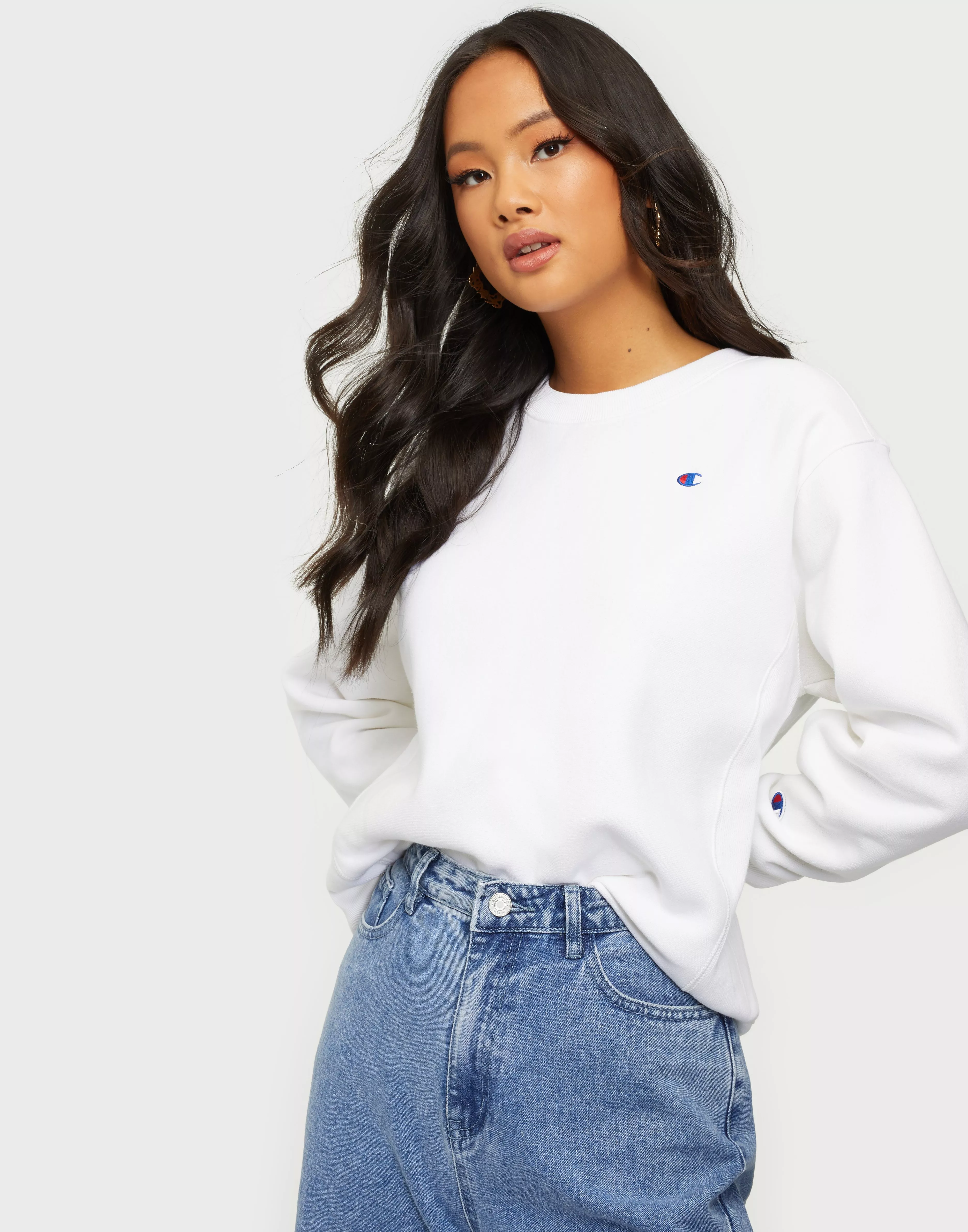 Champion crewneck sweater white sale