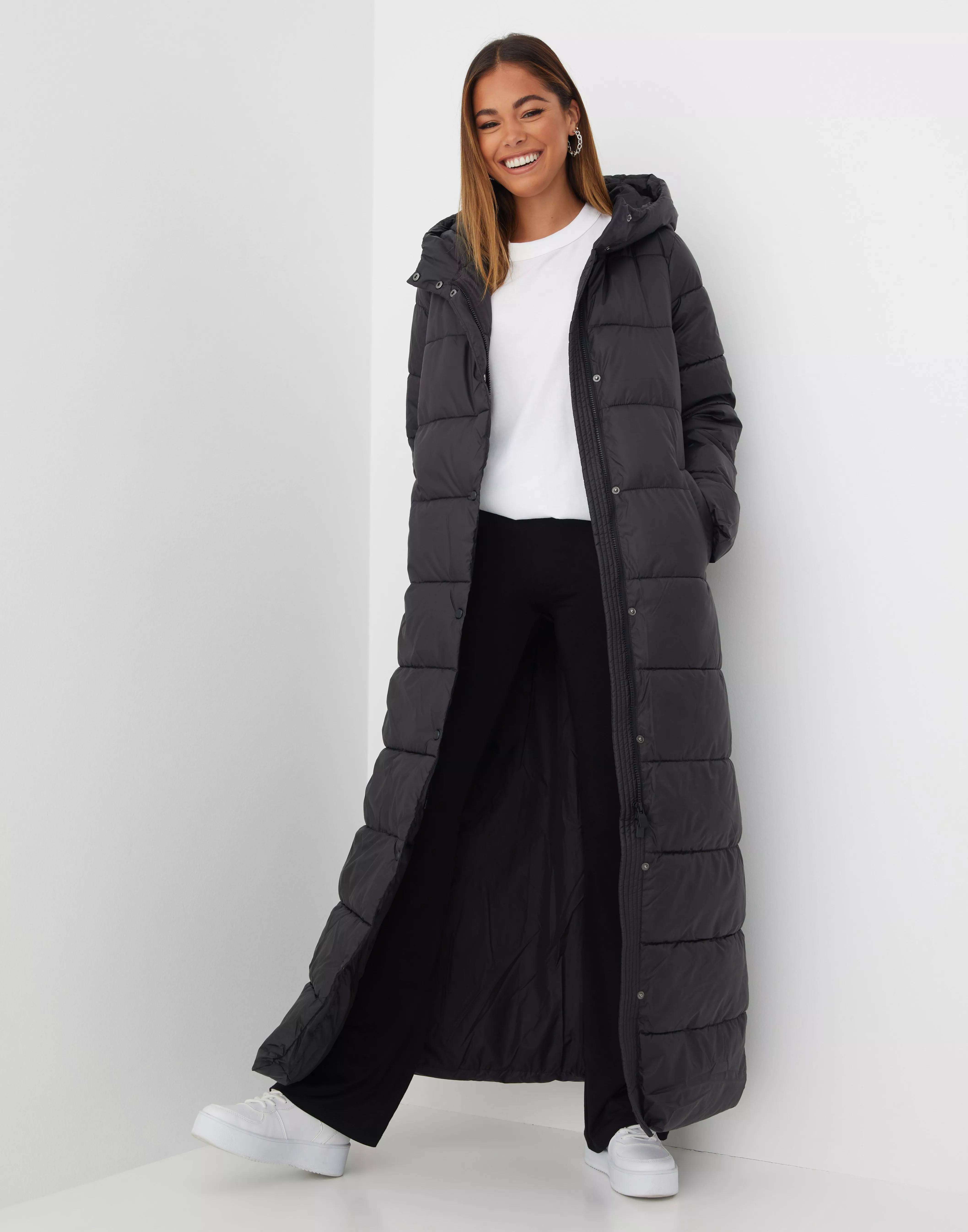 Ankle length quilted on sale coat