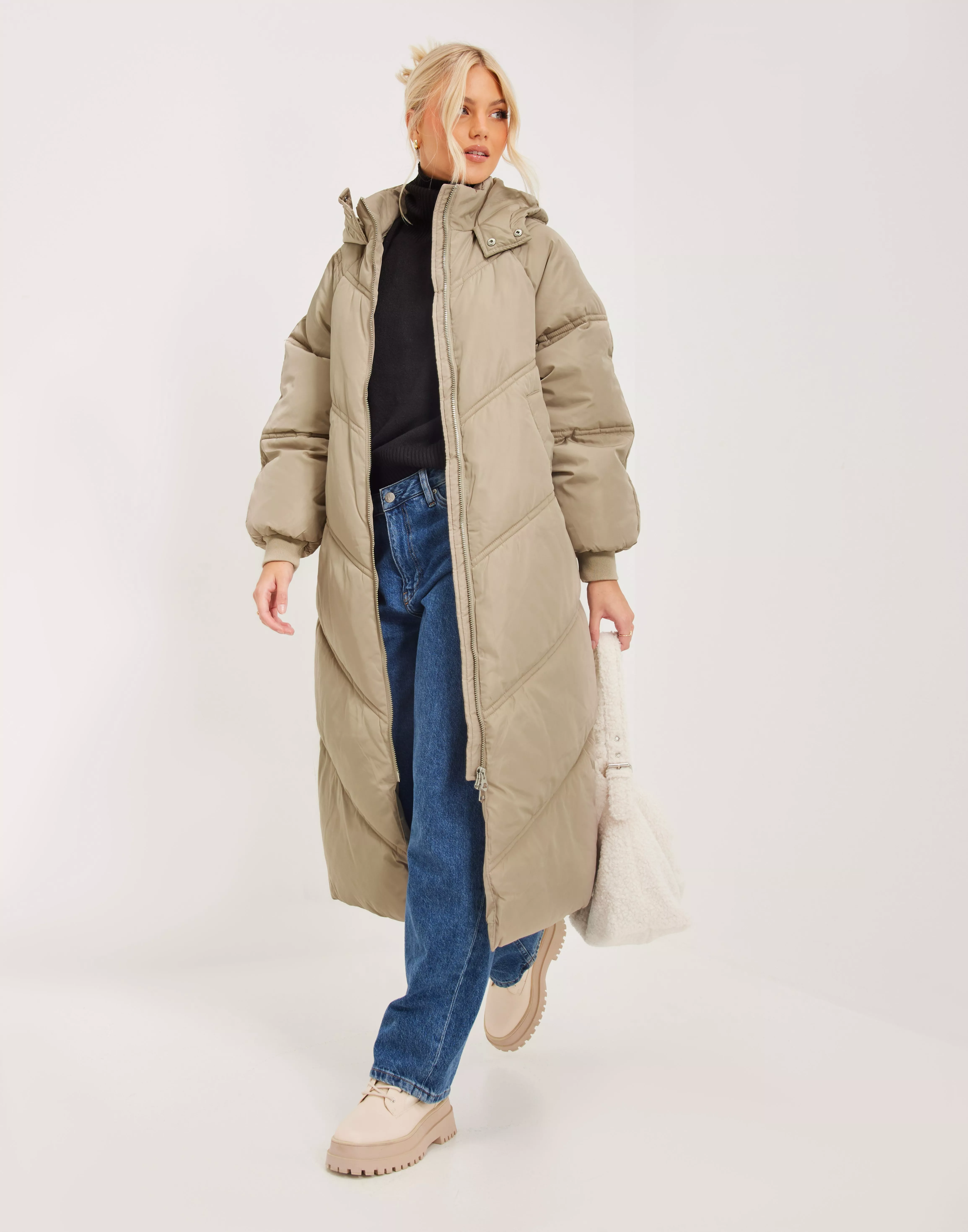 Buy Pieces PCFELICITY LONG PUFFER JACKET - Silver Mink | Nelly.com