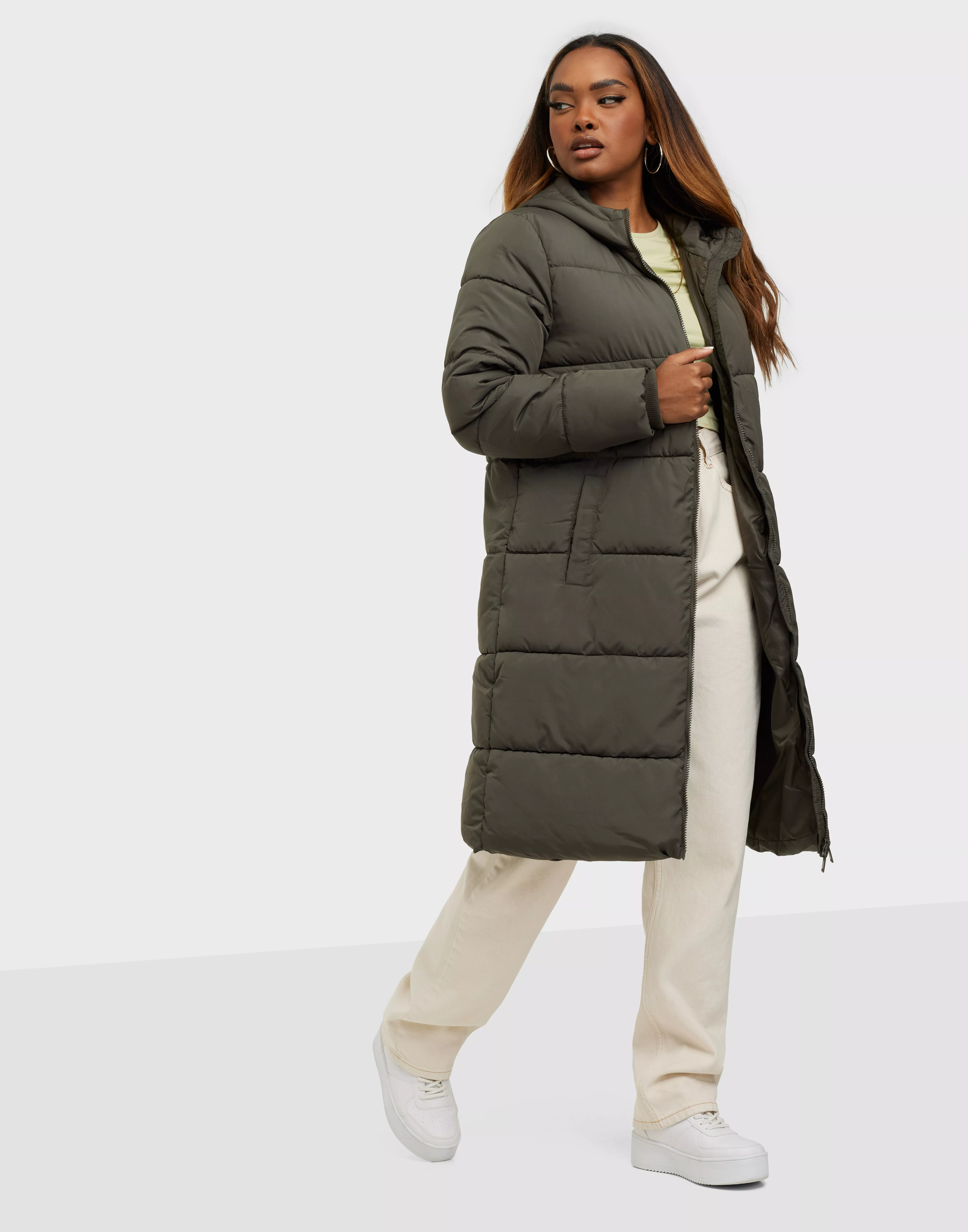 Buy Pieces PCBEE NEW LONG PUFFER JACKET BC - Black Olive | Nelly.com