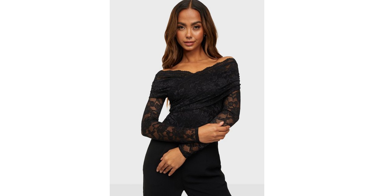 Buy Nelly On Shoulder Lace Ls Body - Black