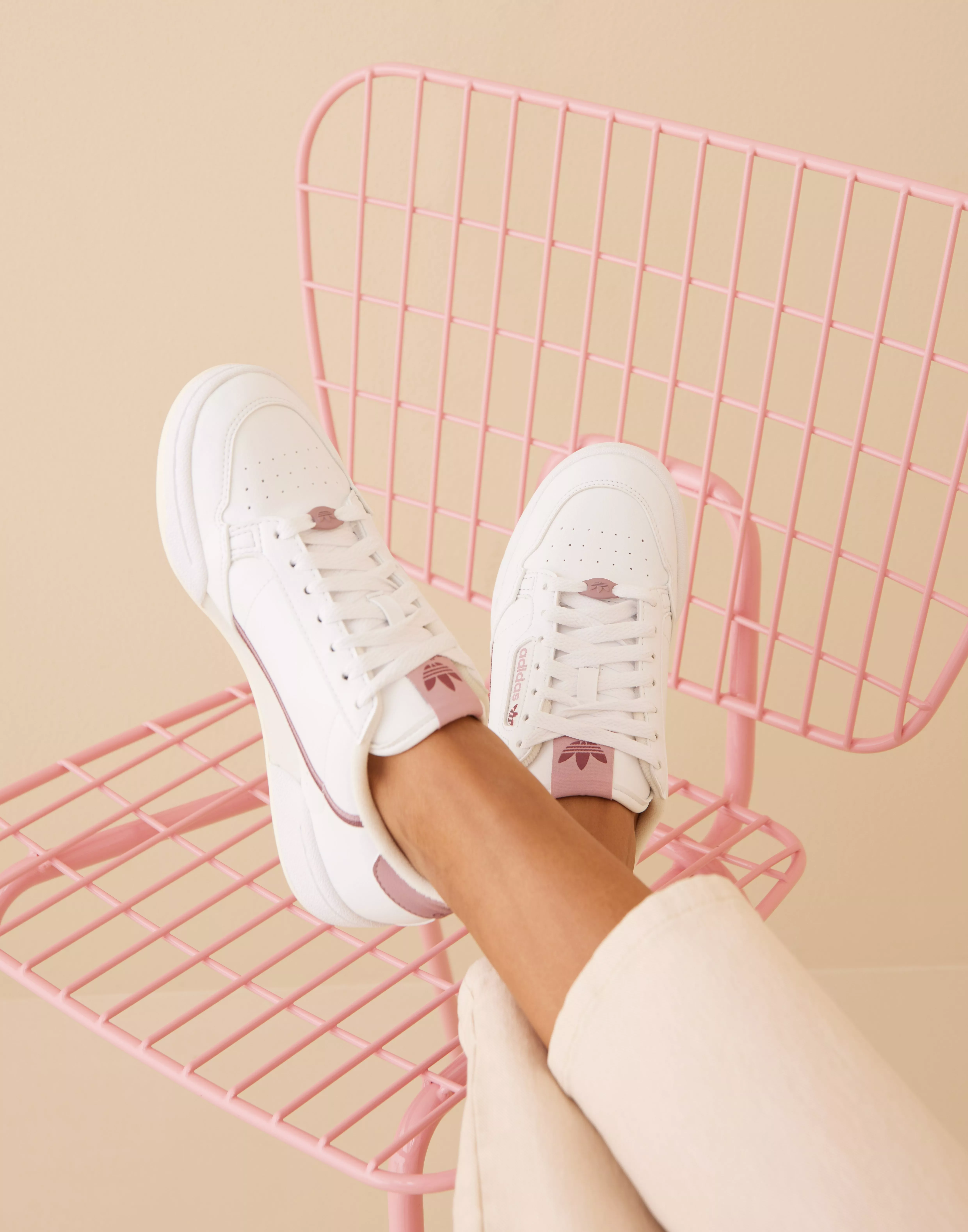 Adidas continental 80 pink best sale on feet