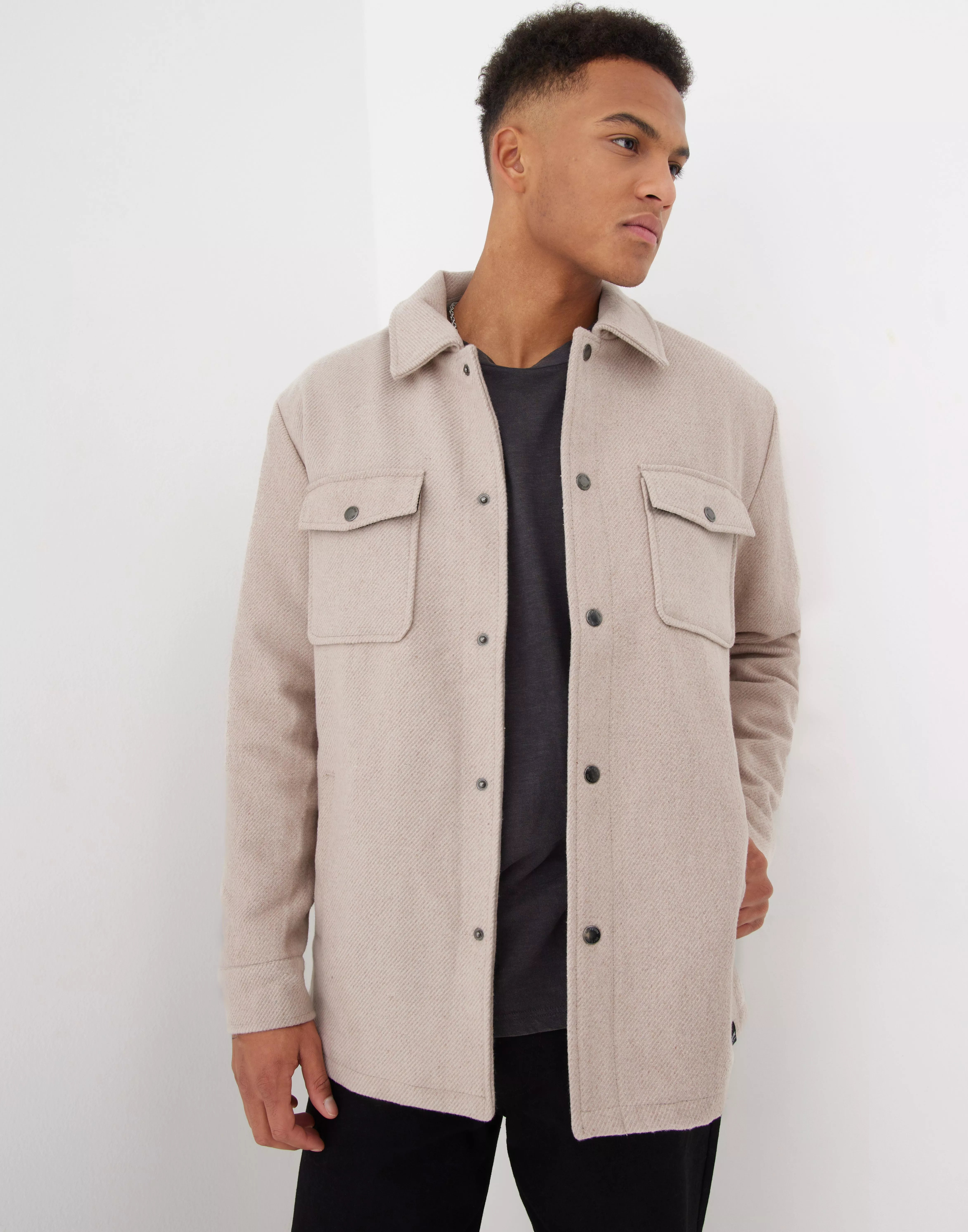 Only & sons outlet stand collar wool overcoat