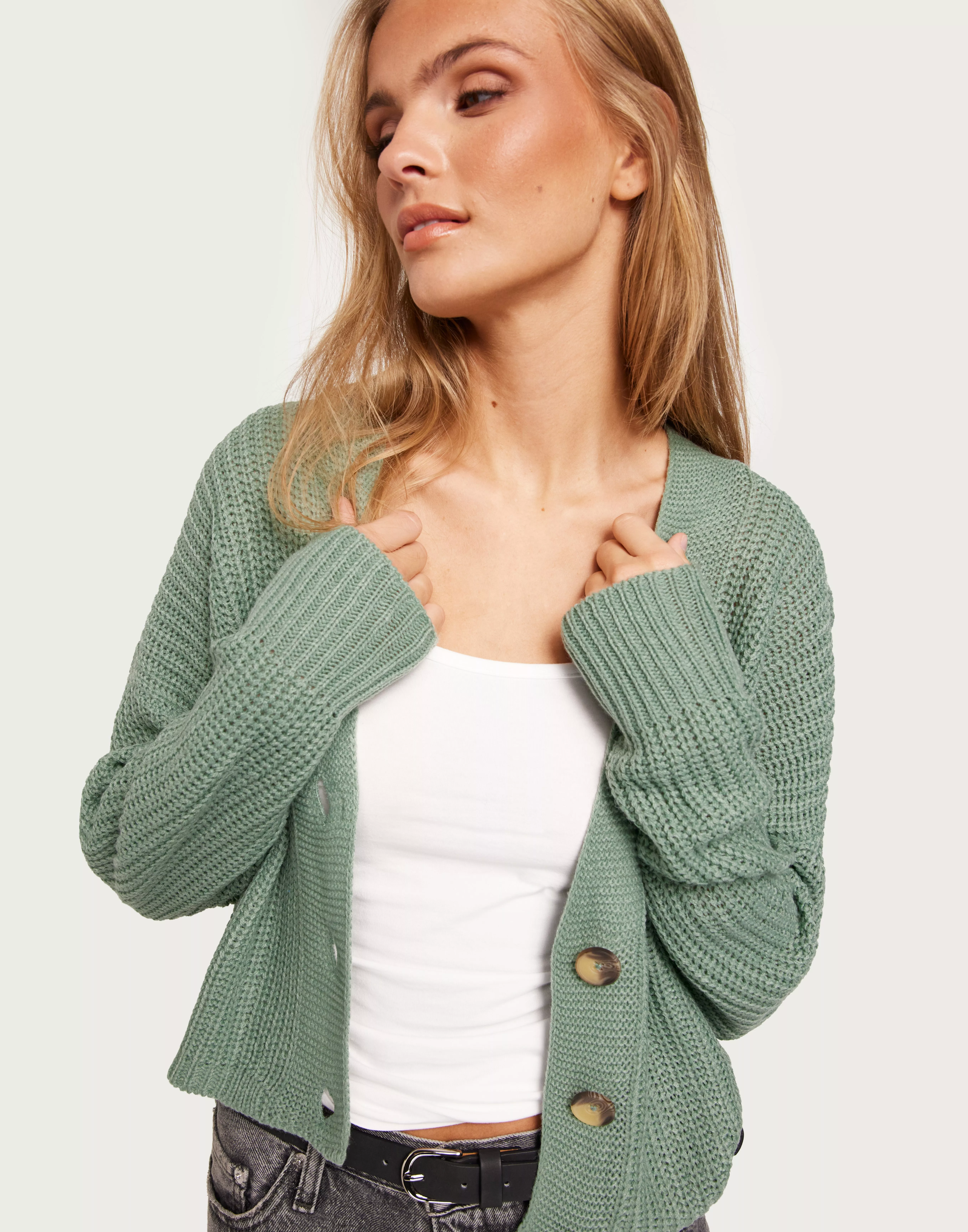 Buy Only - ONLCAROL L/S Chinois NICE KNT Green NOOS CARDIGAN