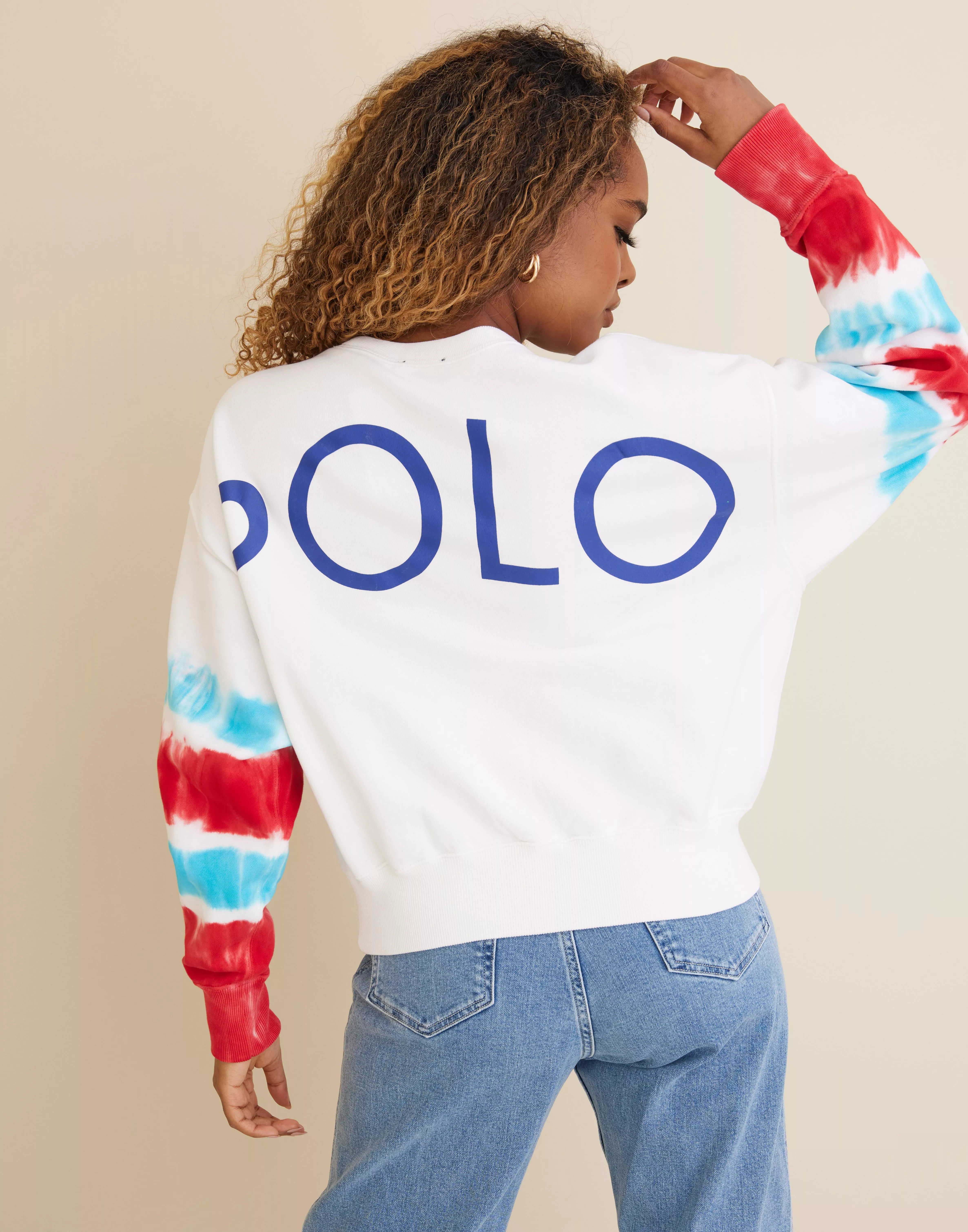 Buy Polo Ralph Lauren Logo Tie-Dye French Terry Sweatshirt - White/Red |  