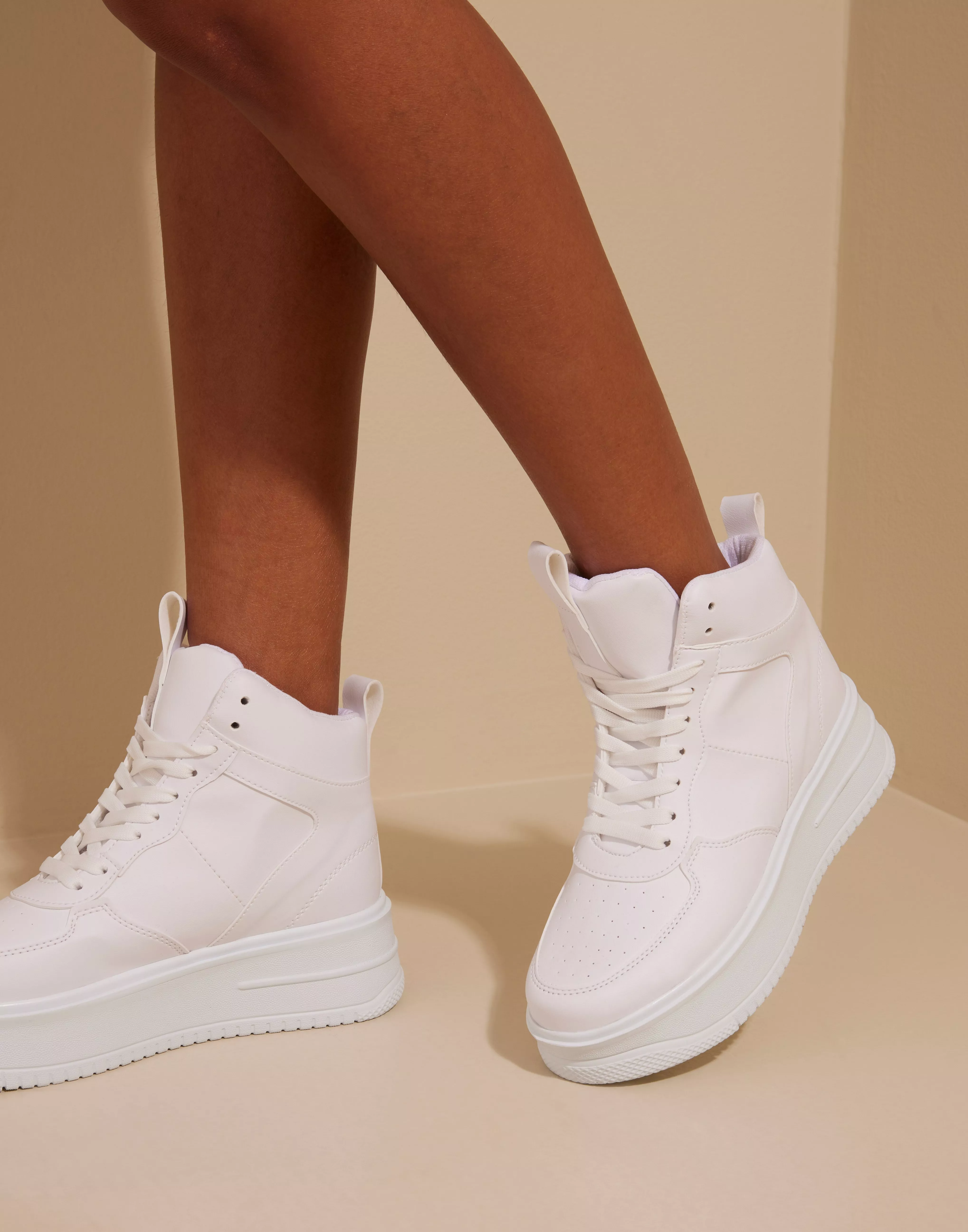 High white platform store sneakers