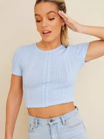Cropped Cable Tee