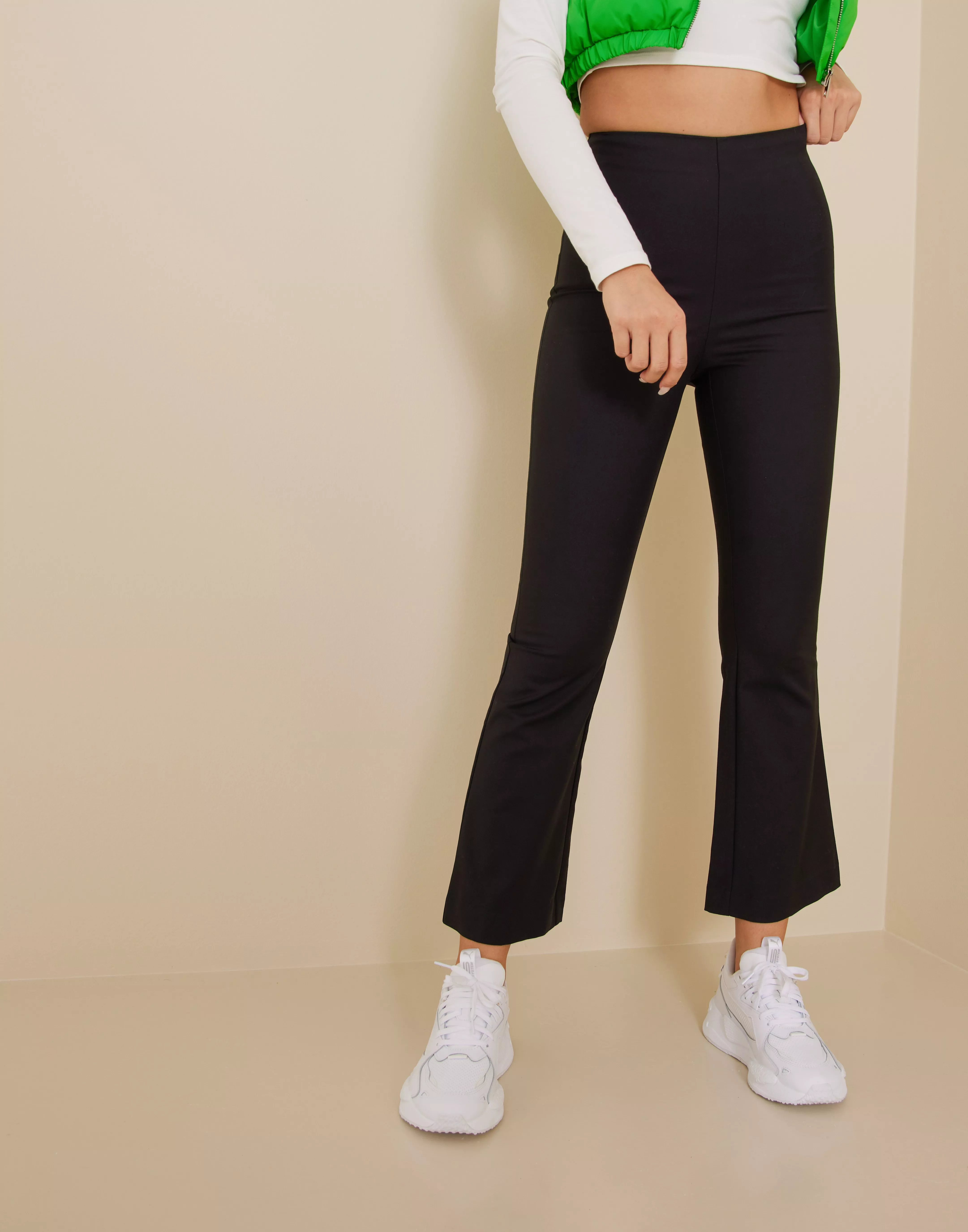 Plush Cozy-Knit Side-Slit Flare Pants for Girls