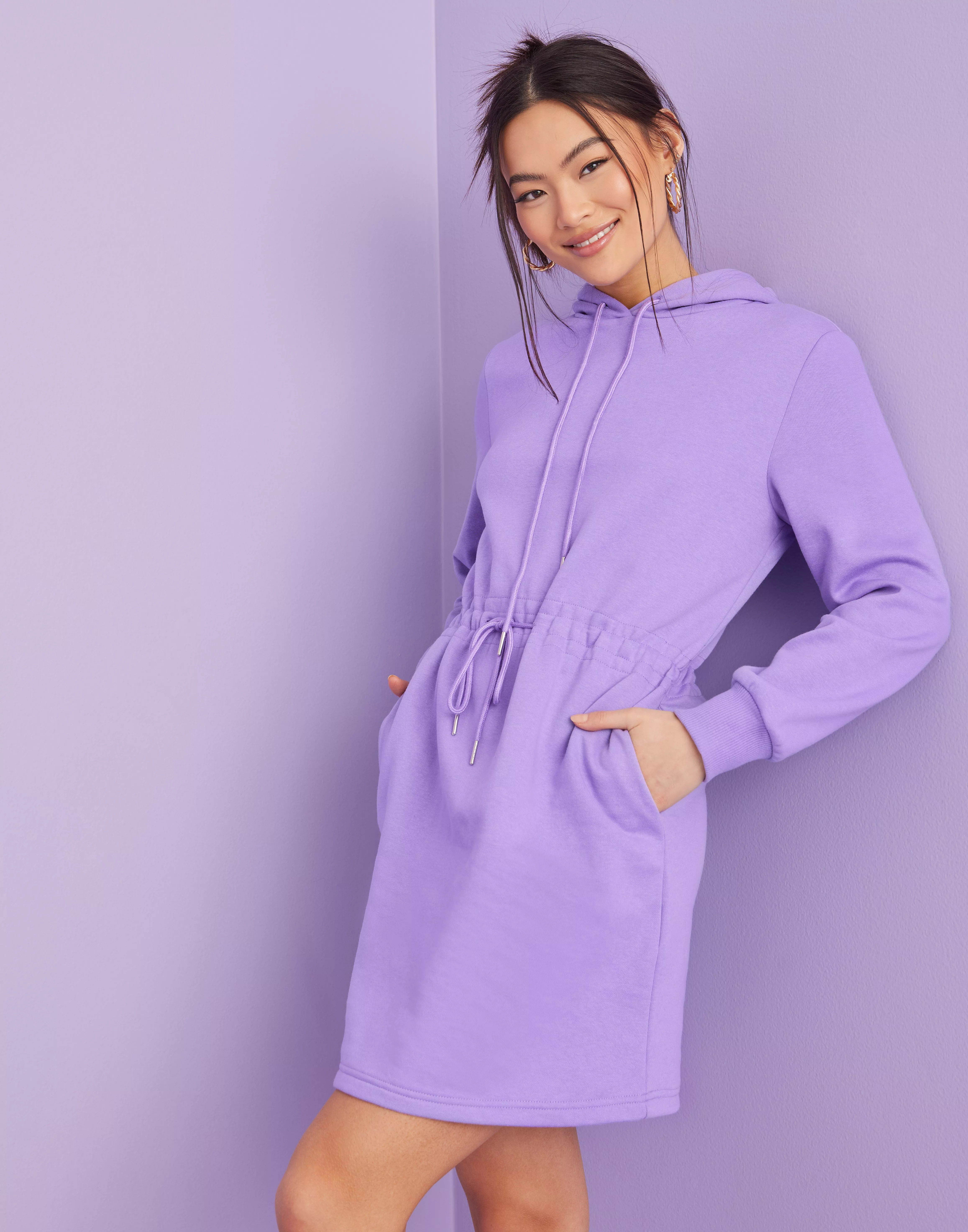 Purple hooded sale dress