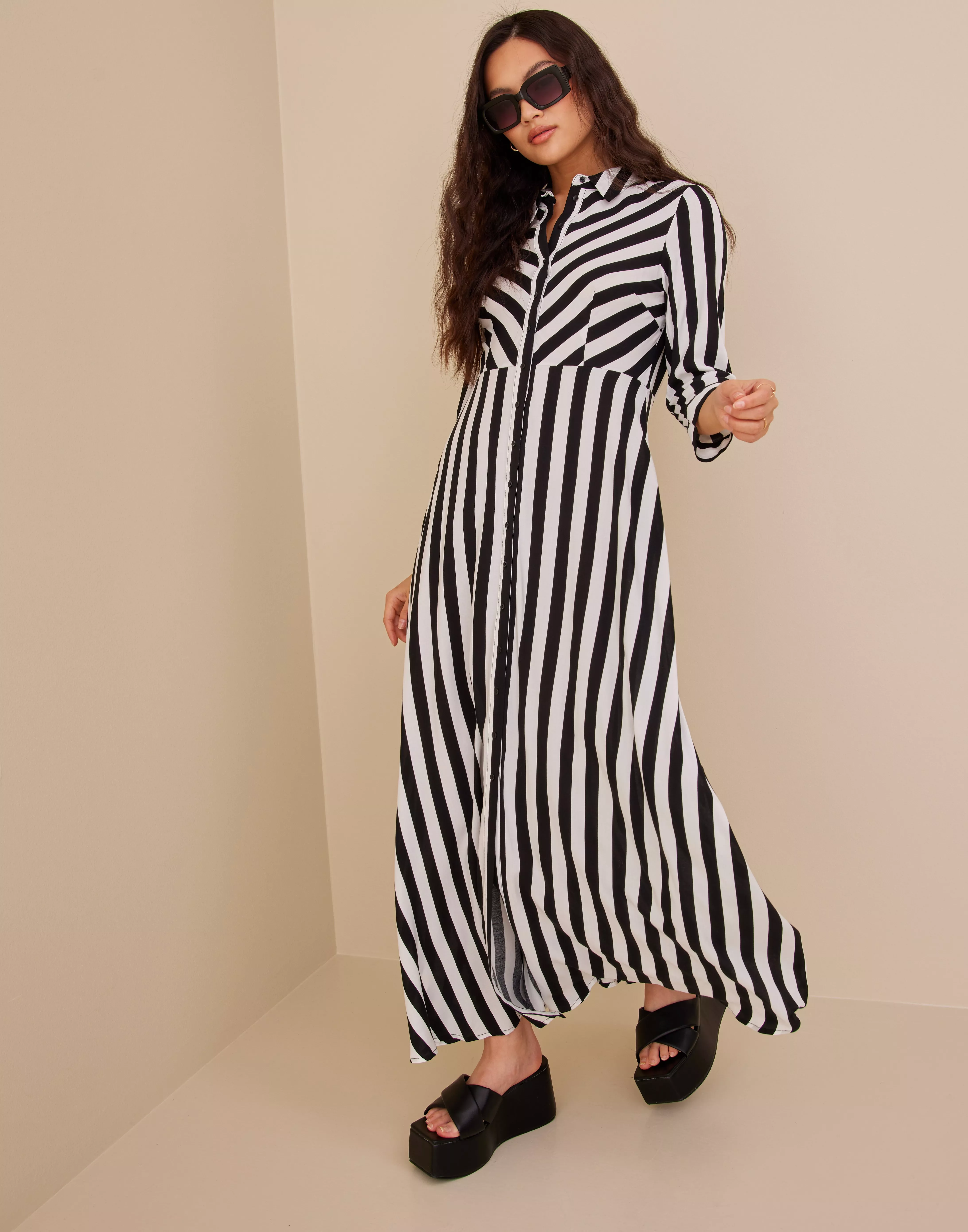 LONG NOOS White Black Y.A.S Stripes - SHIRT S. Osta YASSAVANNA DRESS W