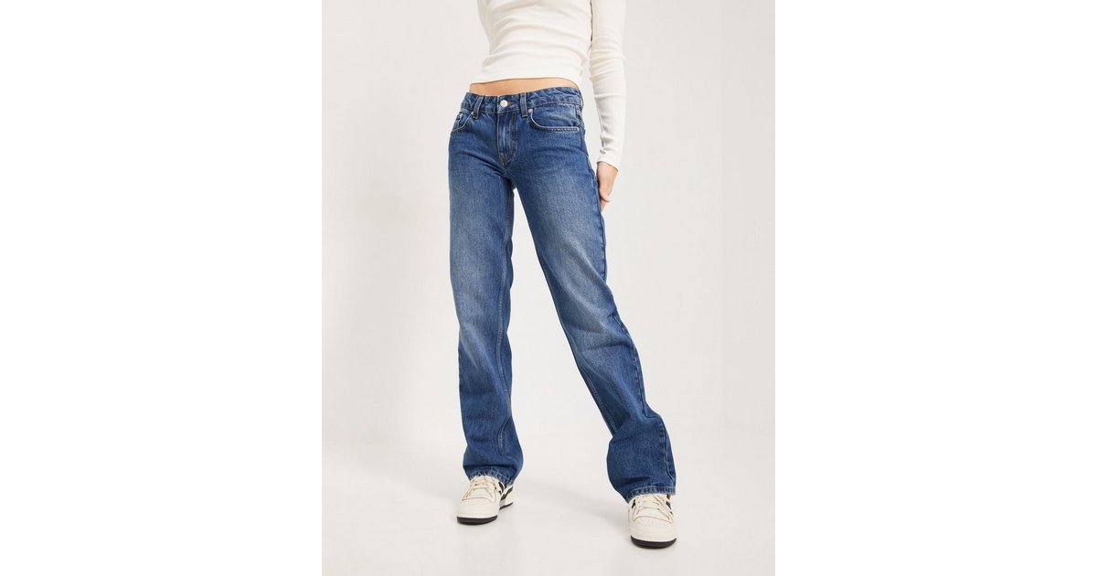 Buy Nelly Low Waist Straight Leg Jeans - Blue | Nelly.com