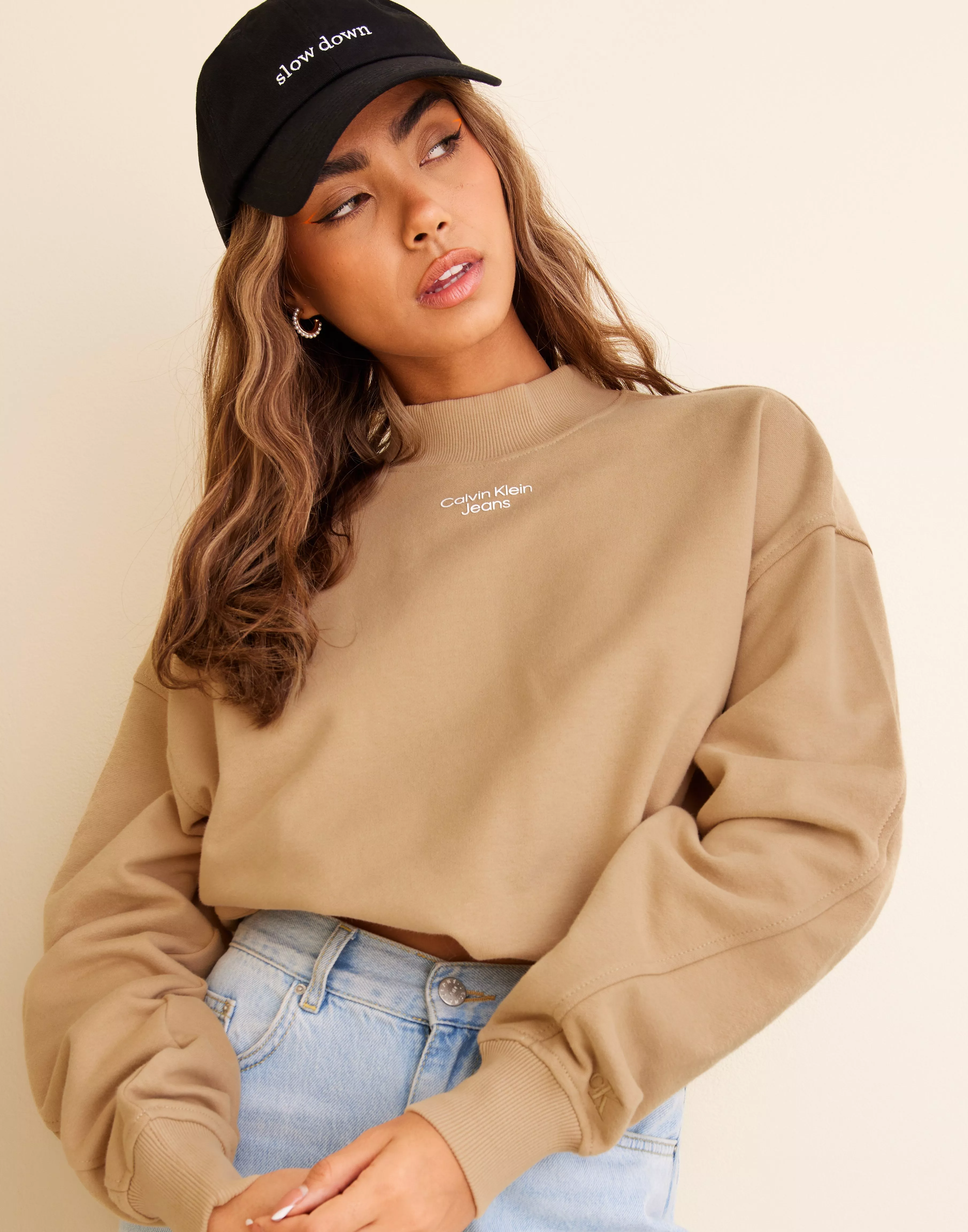 Calvin klein mock neck sweatshirt hotsell