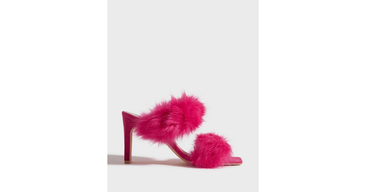 Fuzzy heels hot sale pink