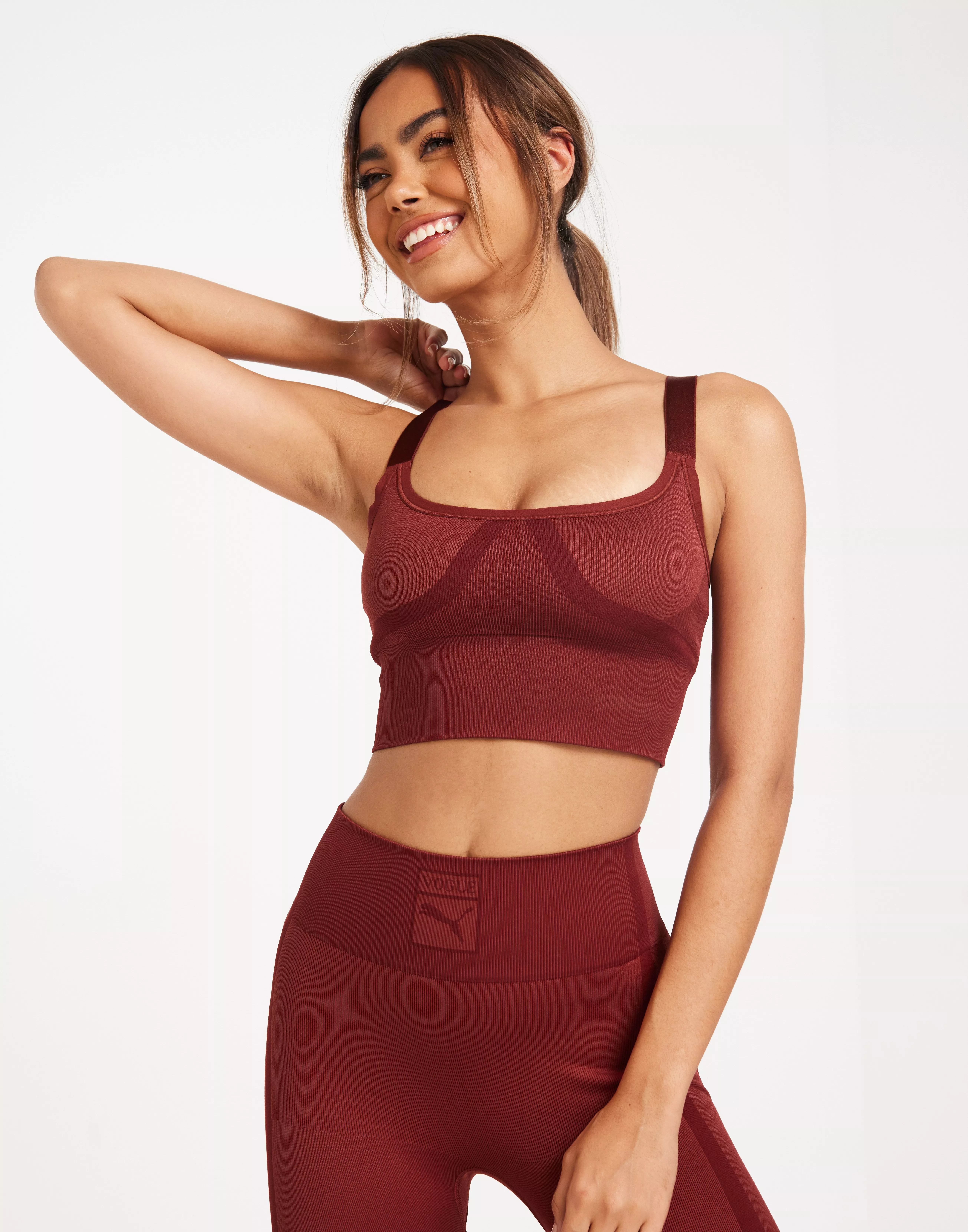 PUMA X VOGUE PUMA X VOGUE Seamless Bra Top, Burgundy Women's Crop Top