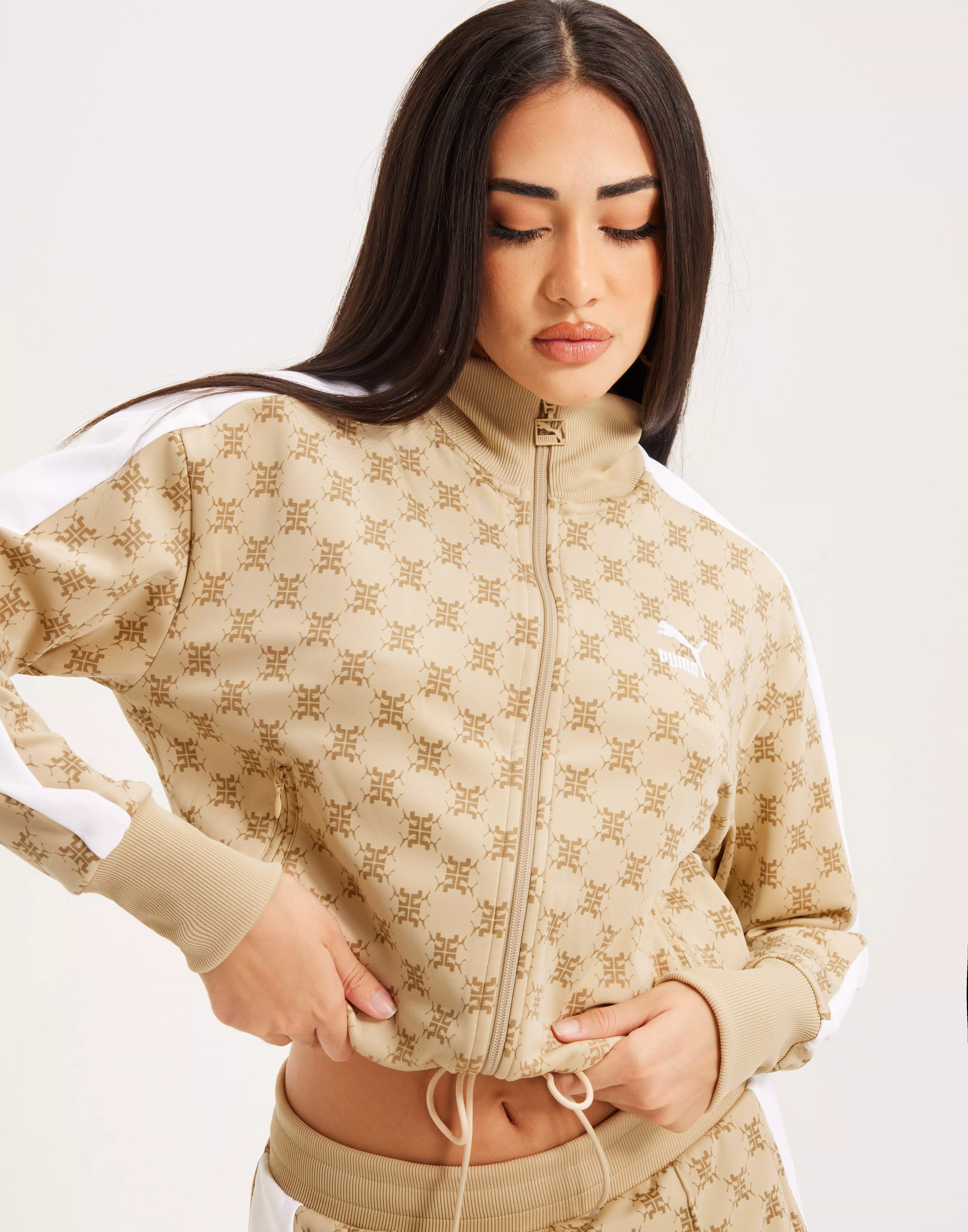 PUMA Women's T7 All Over Print Track Jacket-Tan - Hibbett