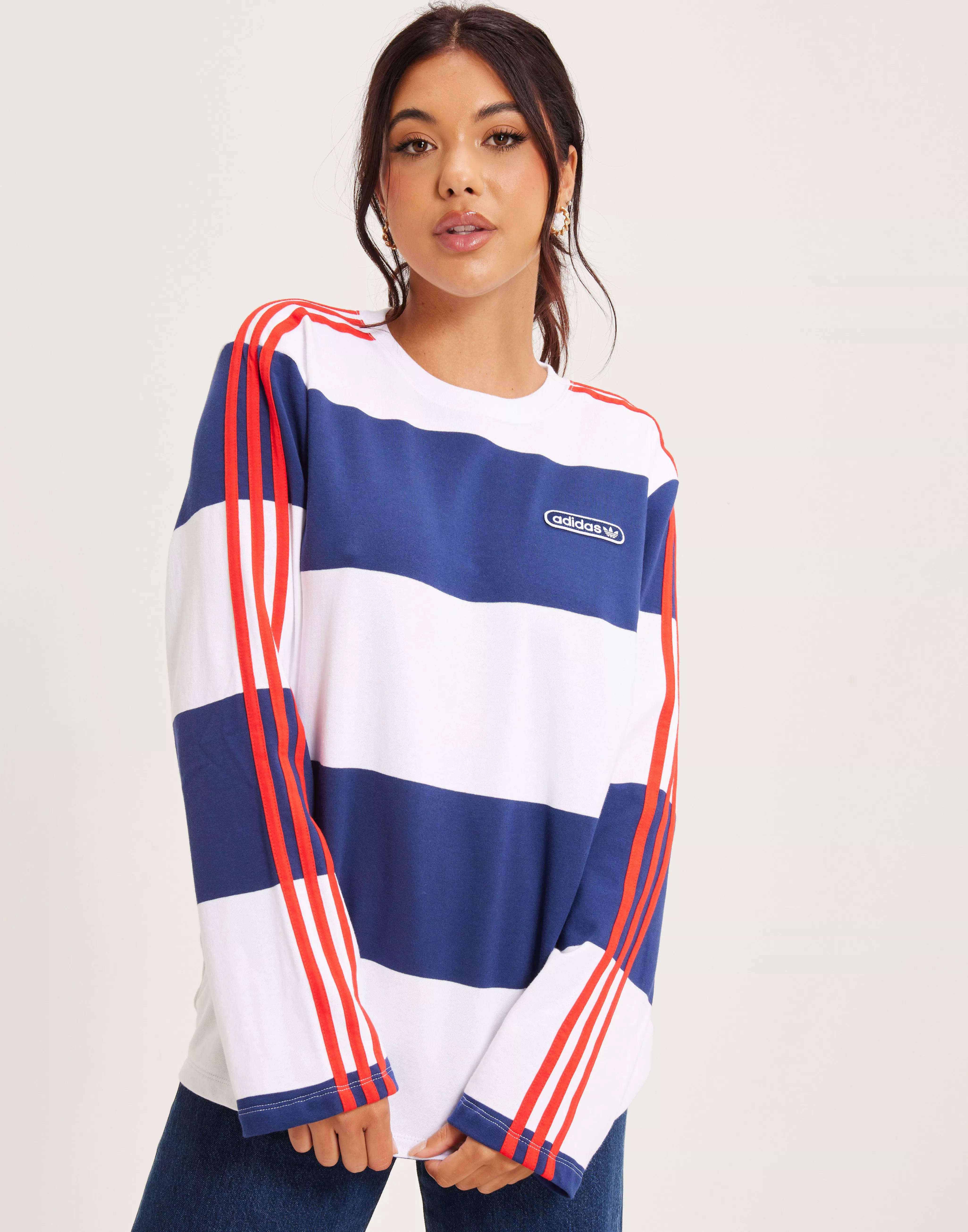 Adidas striped sales long sleeve