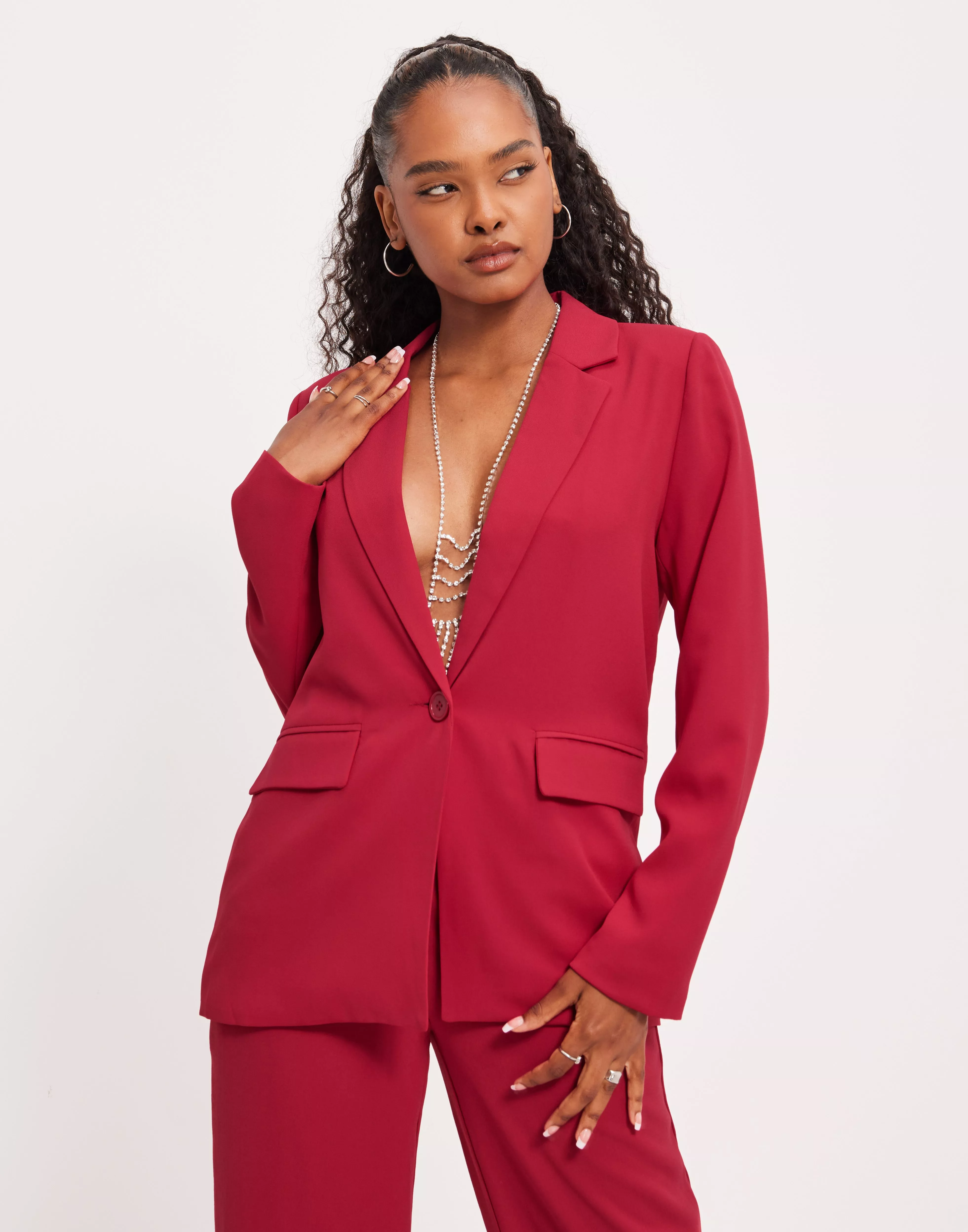 Red blazer clearance and trouser set