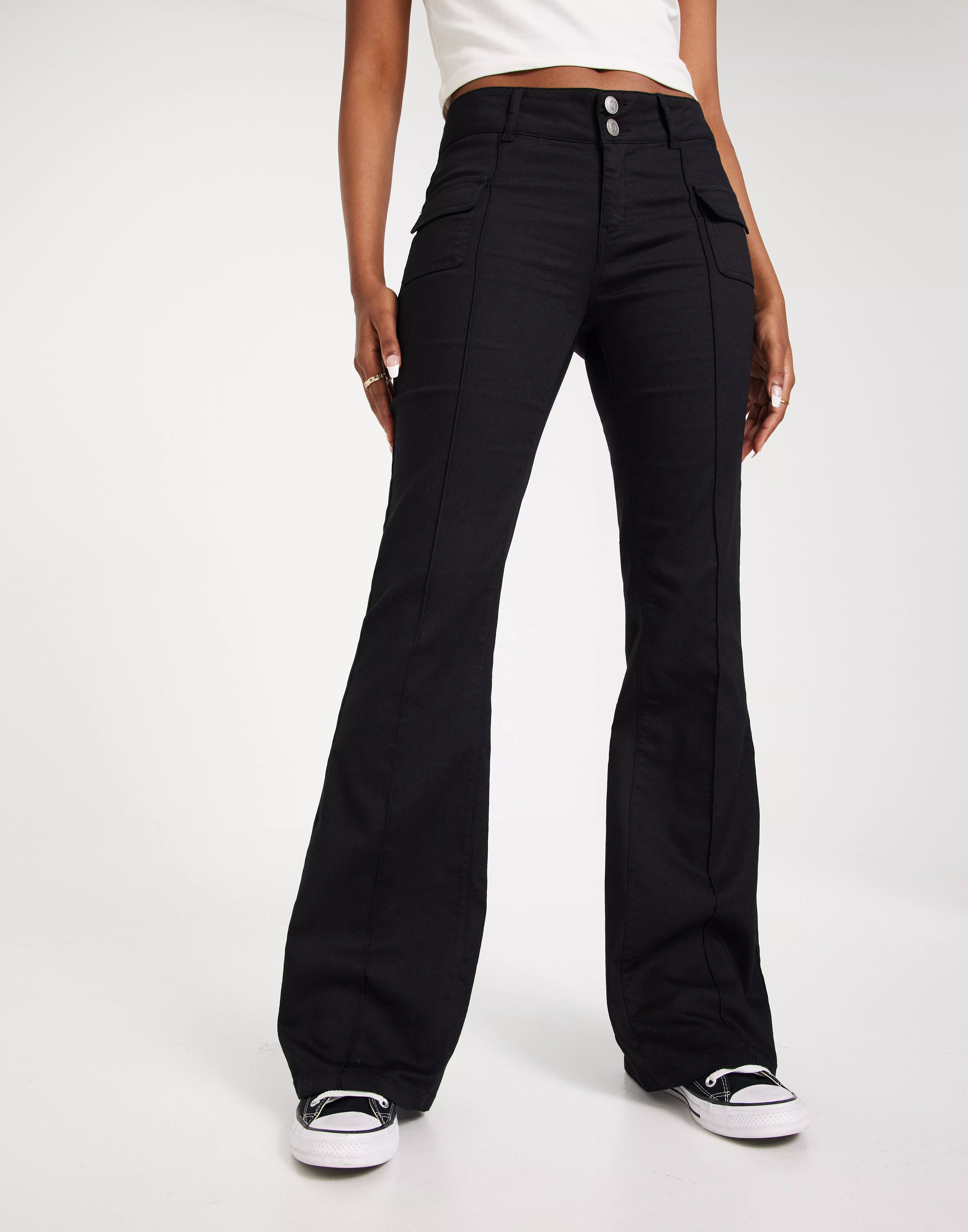 Buy Nelly Low Waist Tight Flare Pants - Black