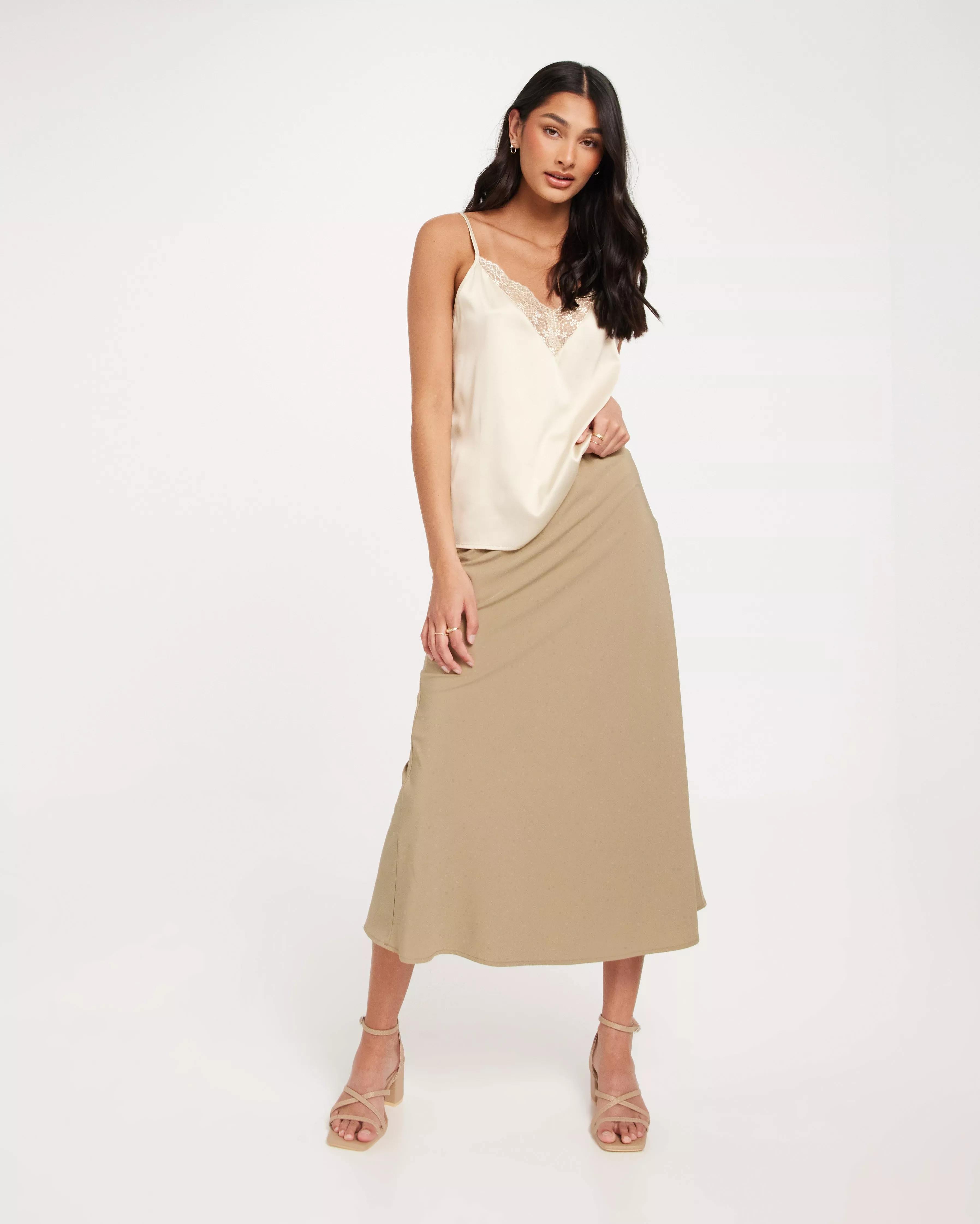 Osta Pieces PCFRANAN HW ANKLE SKIRT NOOS BC - Silver Mink