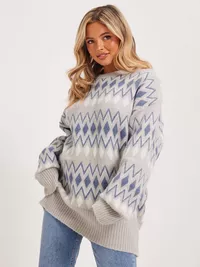 Pattern Oversize Knit Sweater