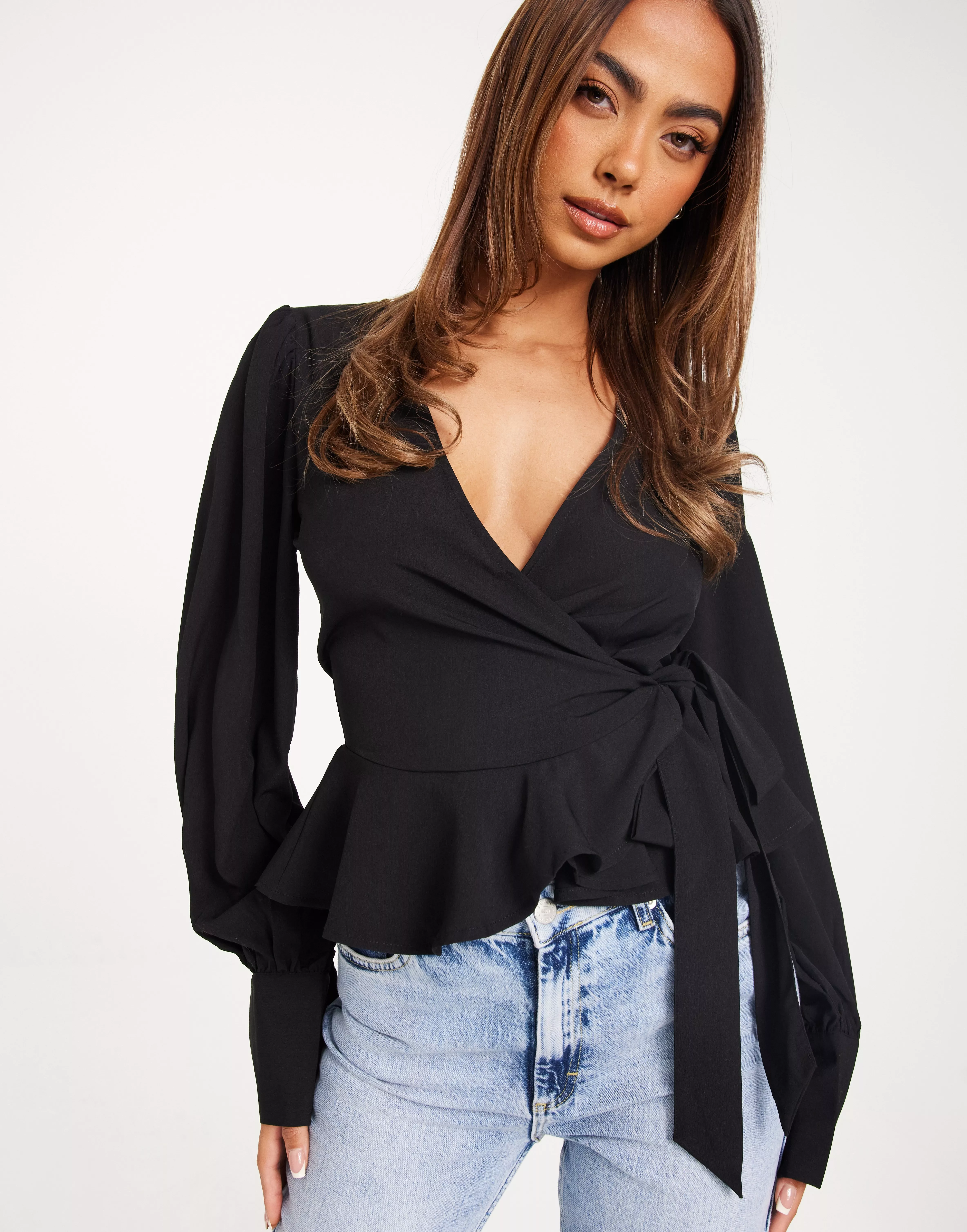 Buy Nelly Chiffon Wrap Blouse - Red