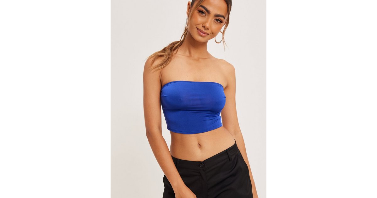 Buy Nelly Glossy Tube Top - Blue