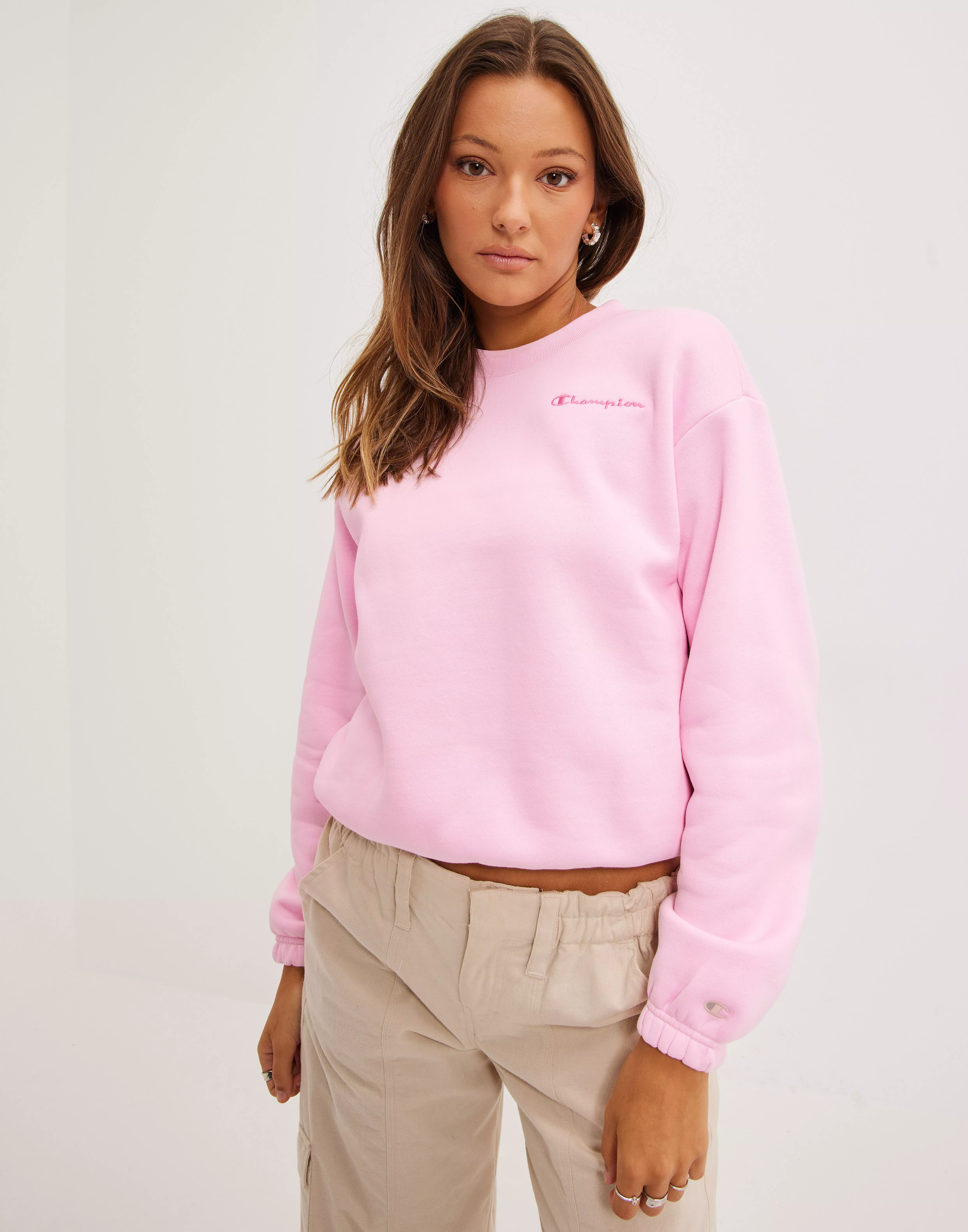 Champion crewneck 2025 sweatshirt pink