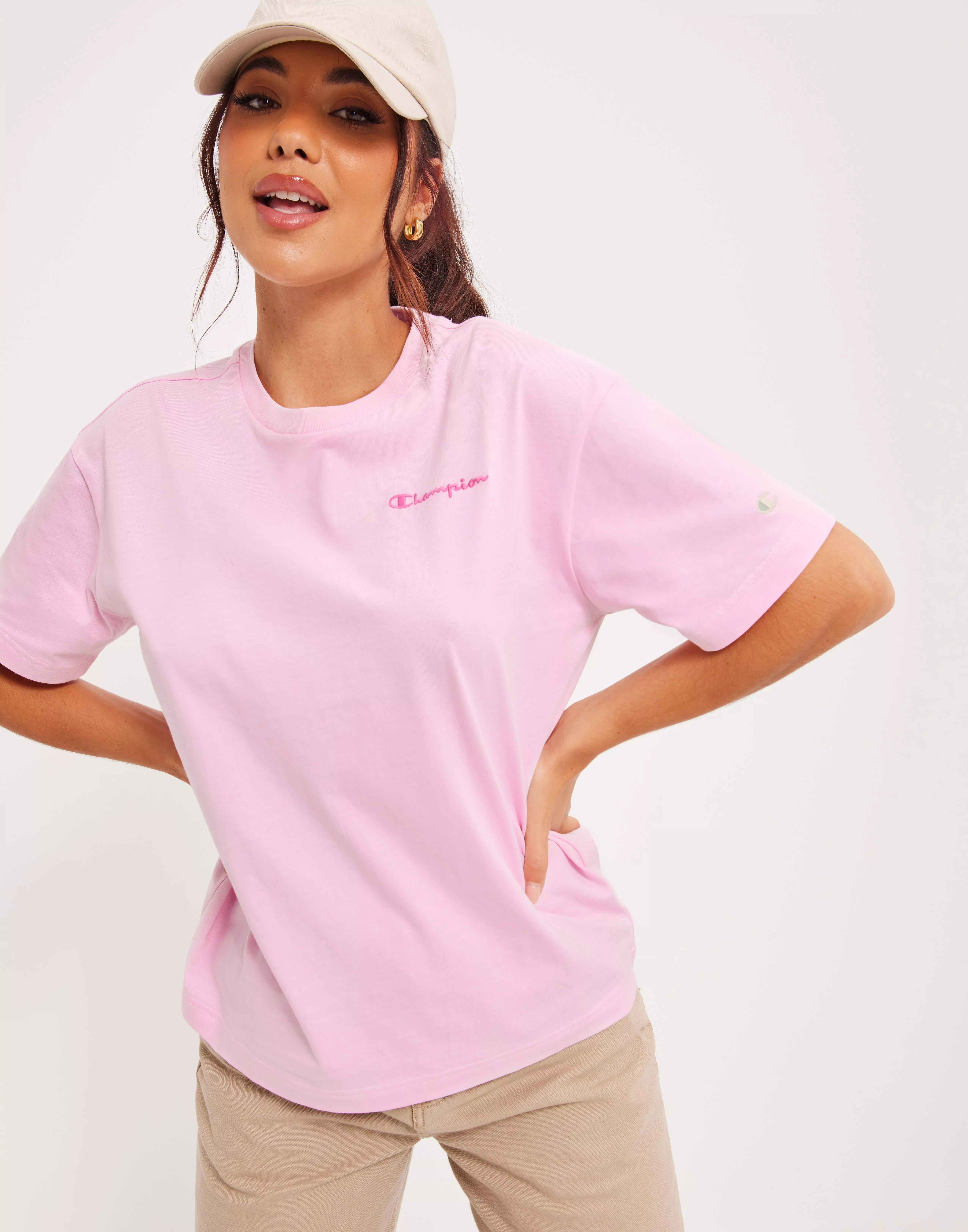 Champion pink outlet shirt