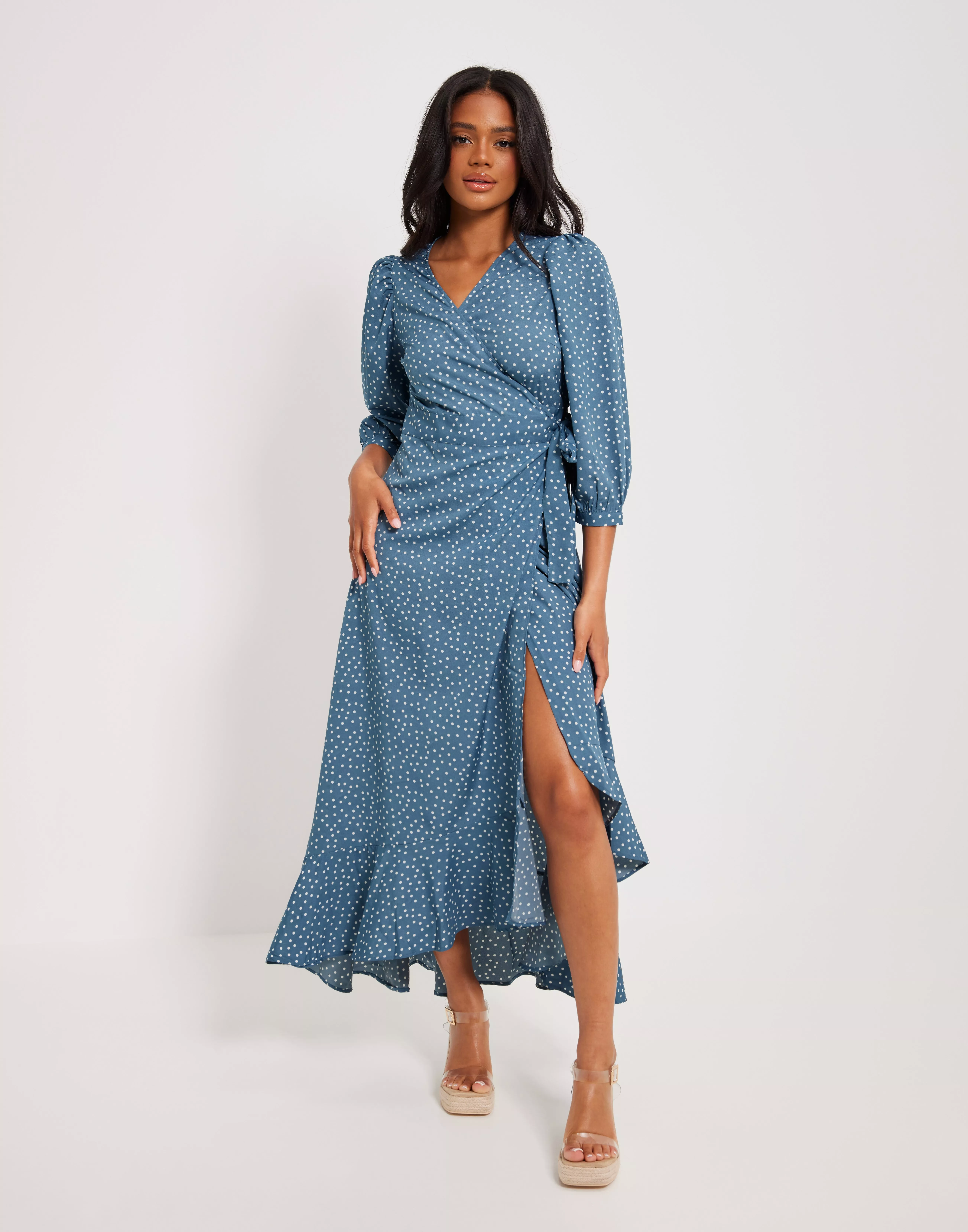 Köp Moda VMHENNA 3/4 LONG WRAP DRESS VIP - Mini Dots | Nelly.com