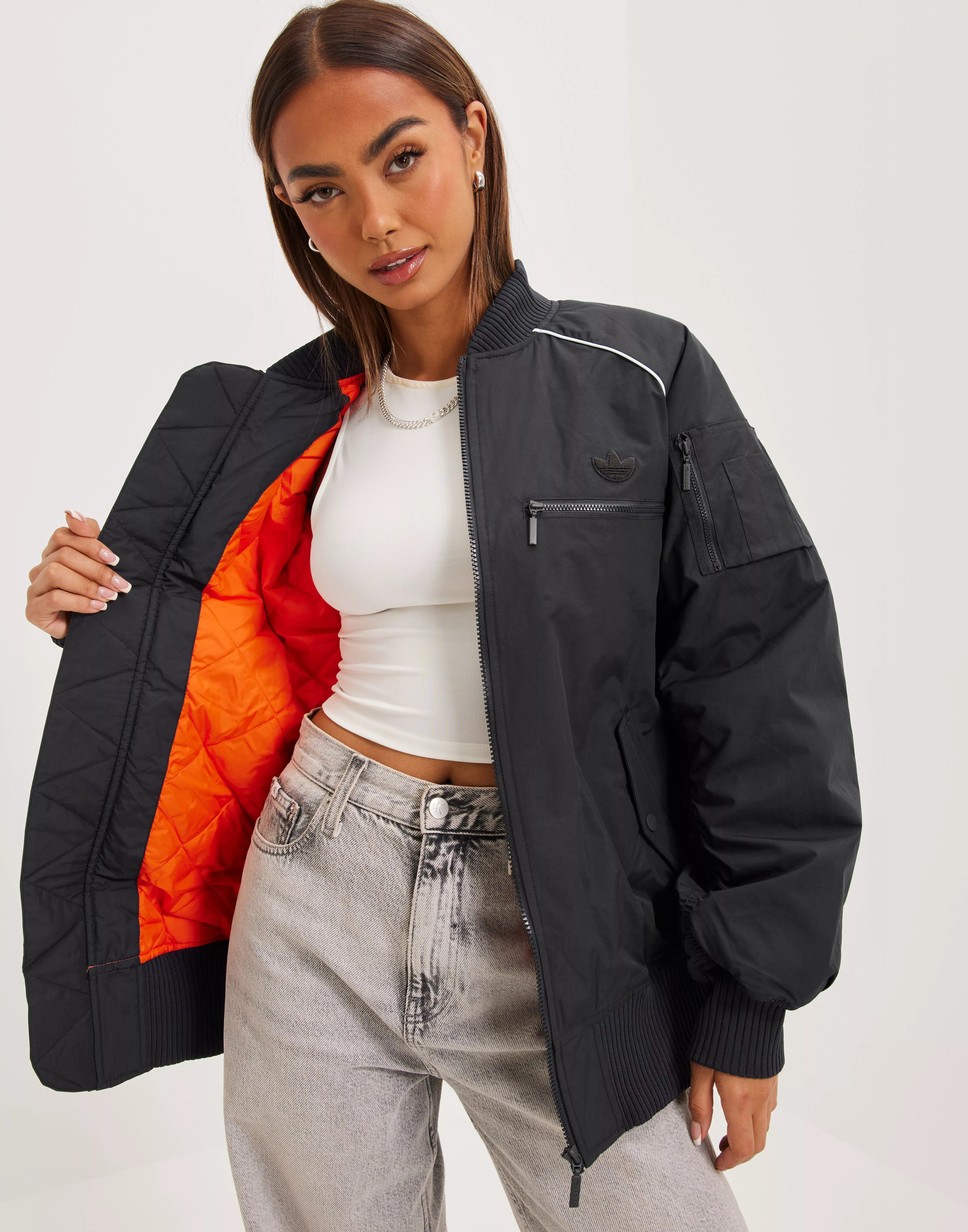 Adidas originals black sales bomber jacket