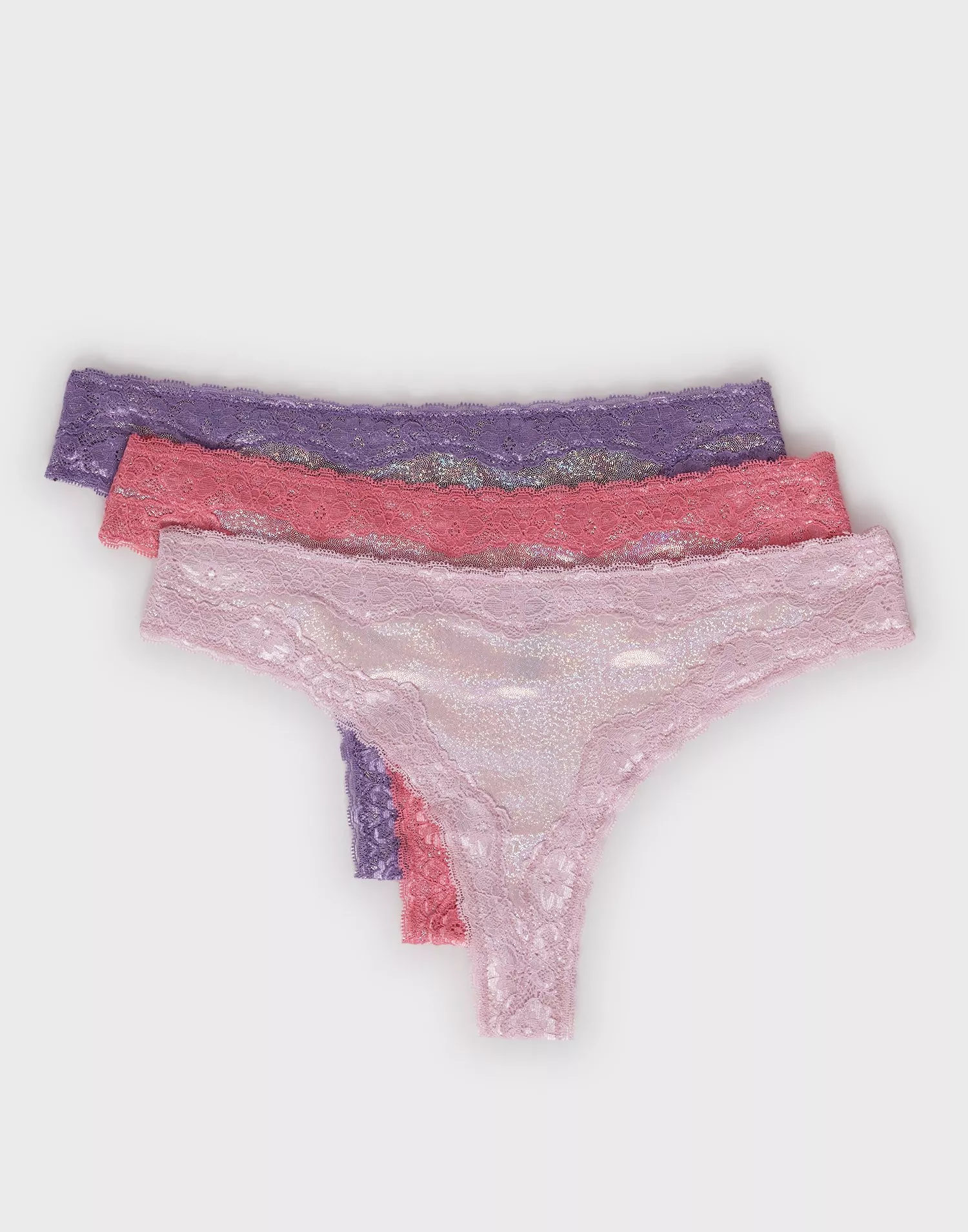 Buy Nelly Shimmering 3-pack Thong - Multicolour