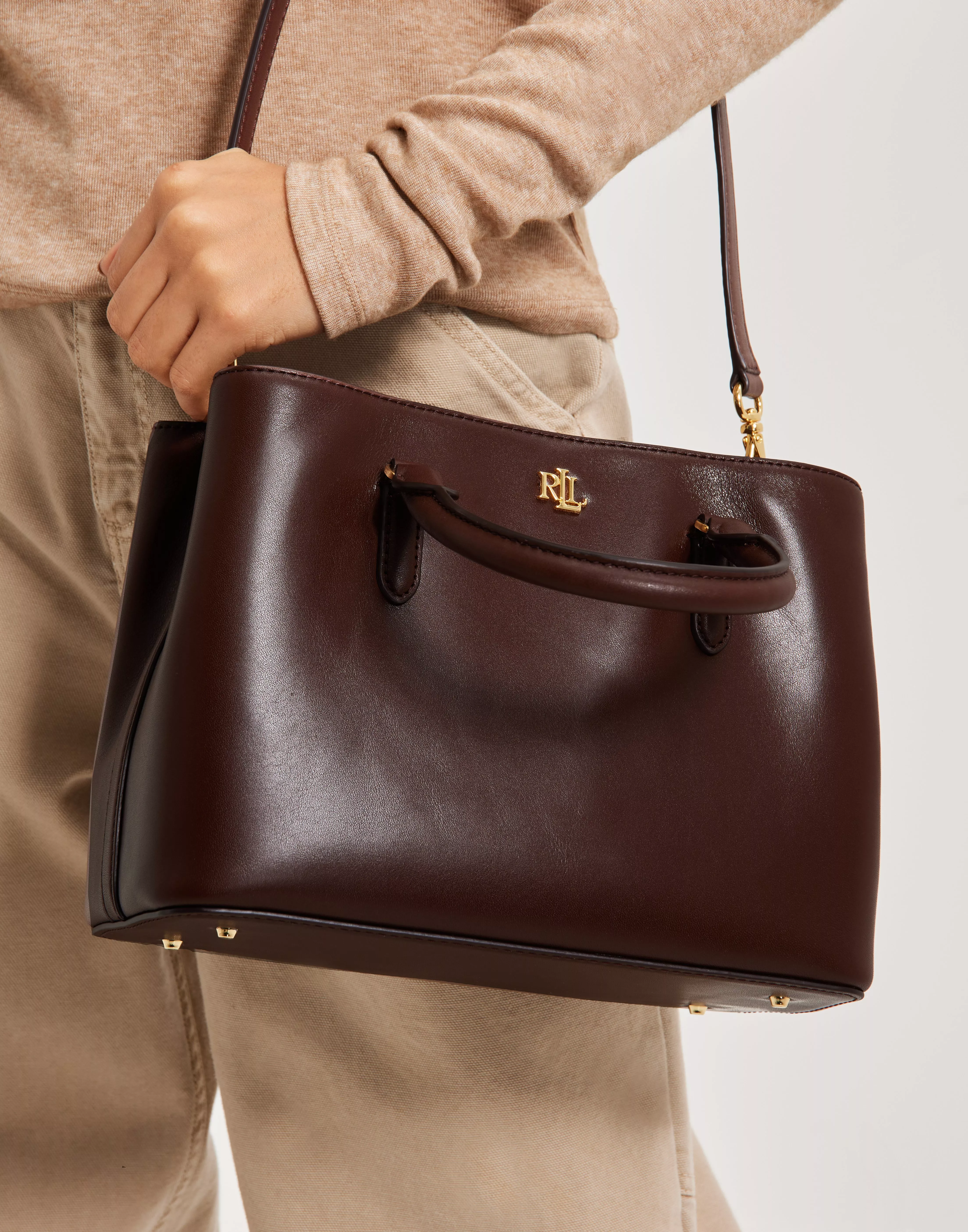 Ralph Lauren Ralph Lauren Large Leather Marcy Satchel in Brown