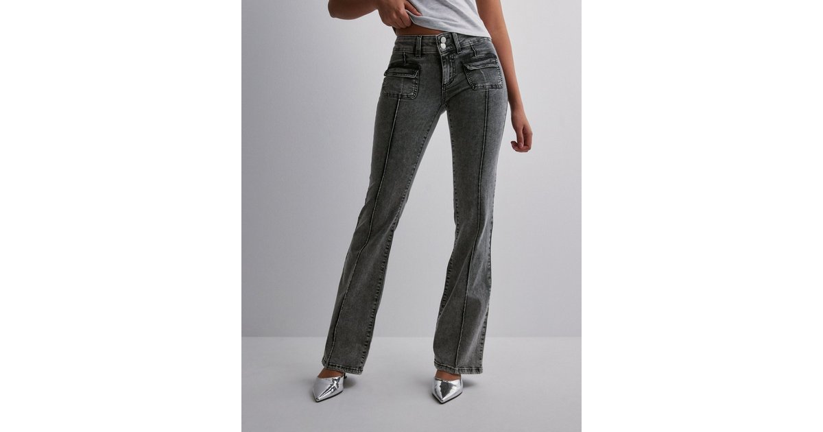 Buy Nelly Low Waist Bootcut Pocket Jeans - Grey