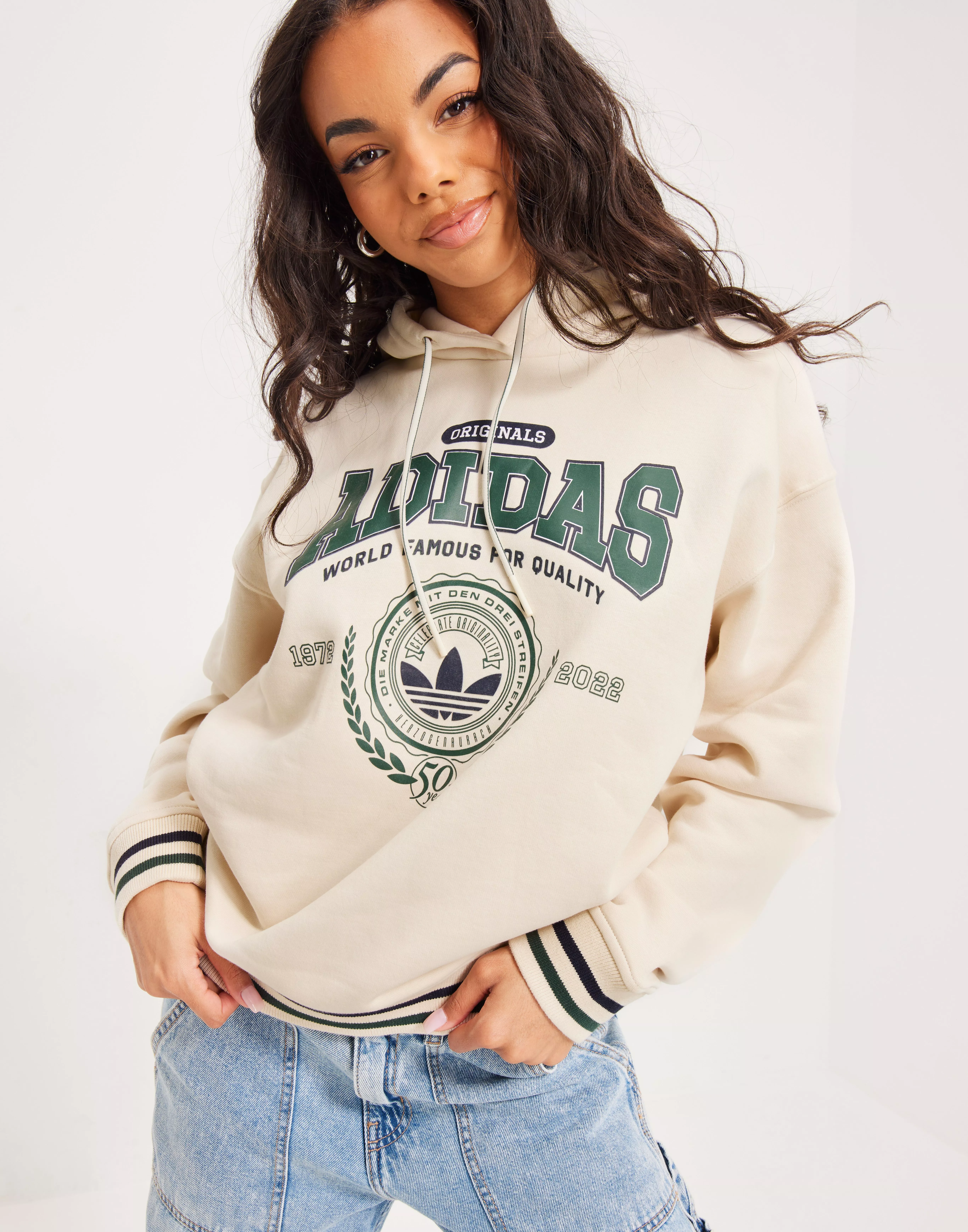 Adidas originals tape on sale overhead hoodie womens