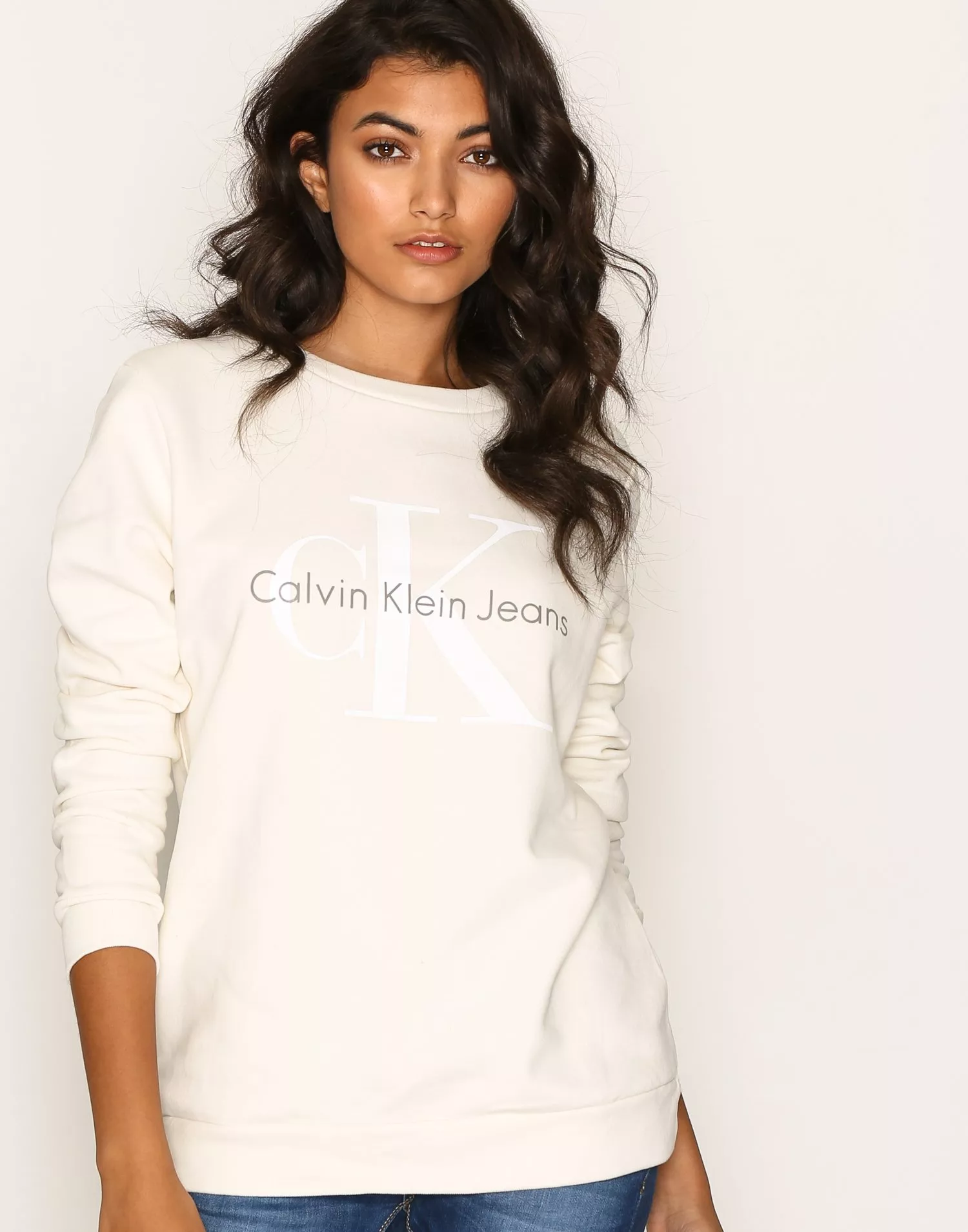 Calvin Klein Jeans Crew Neck Hwk True Icon - Egret Nelly.com