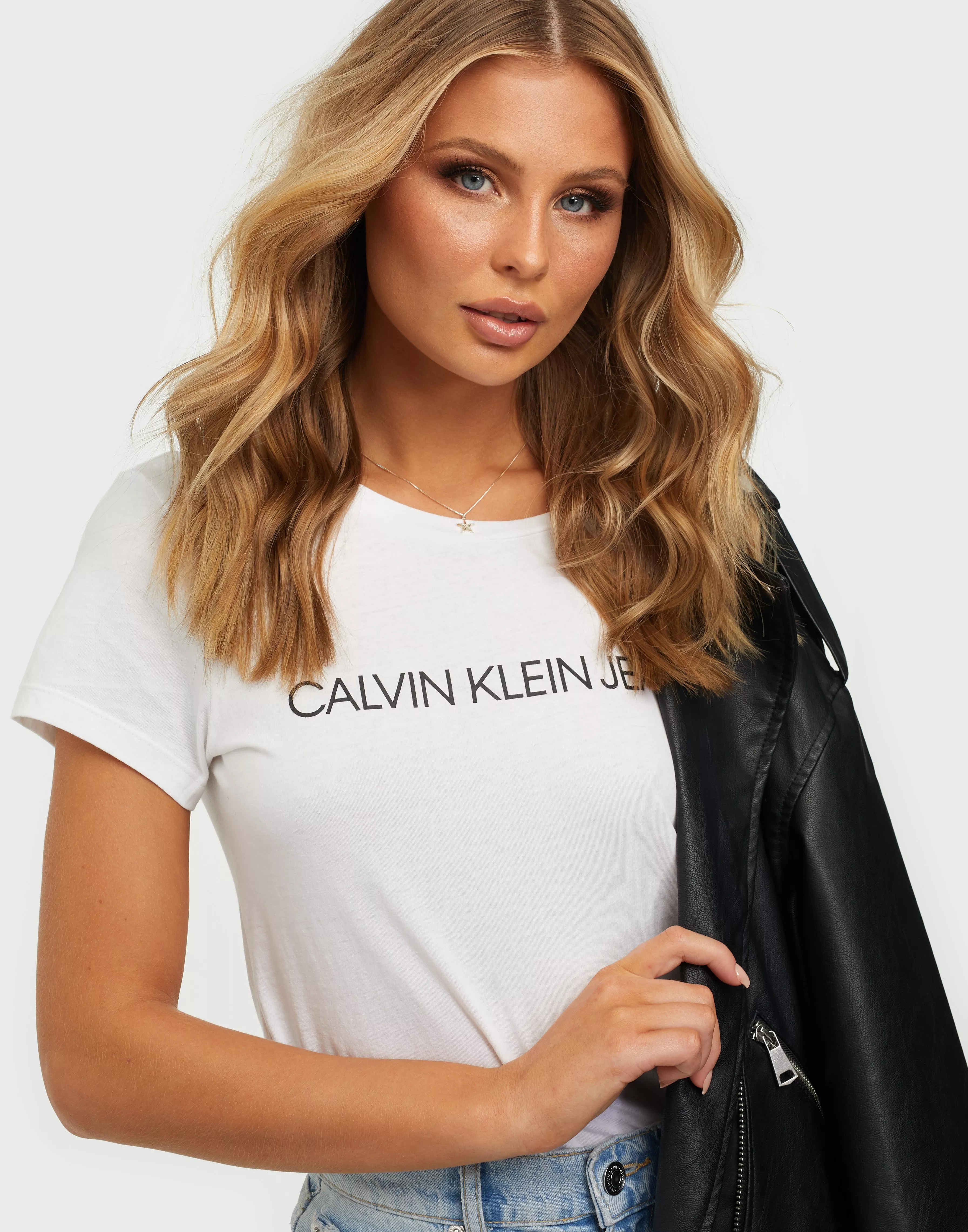 Calvin TEE SLIM LOGO Buy FIT Bright CORE INSTITUTIONAL White - Jeans Klein