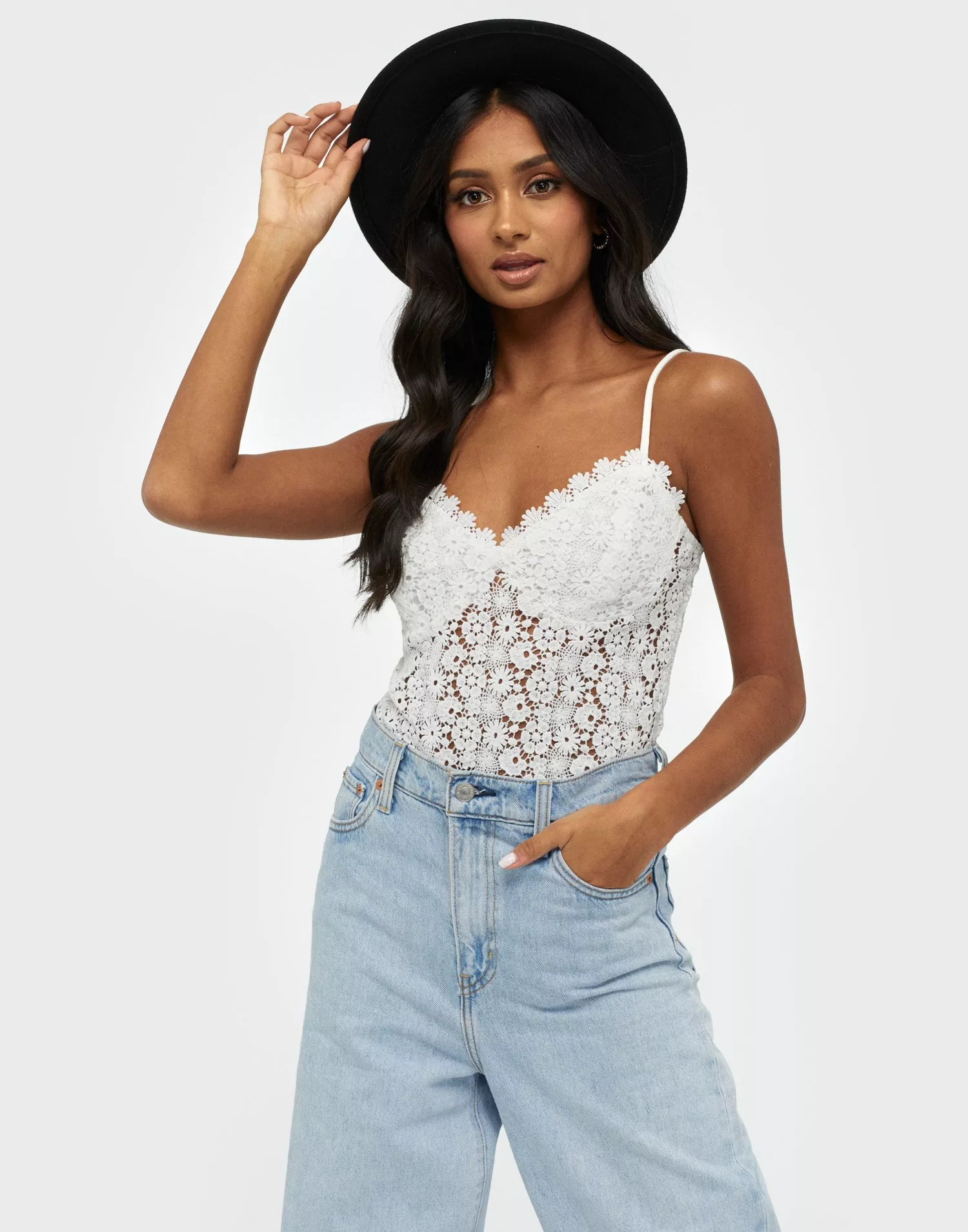 Forever 21 White Lace Bodysuit