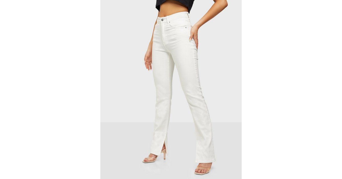 Buy Gina Tricot Comfy slit jeans - Offwhite | Nelly.com