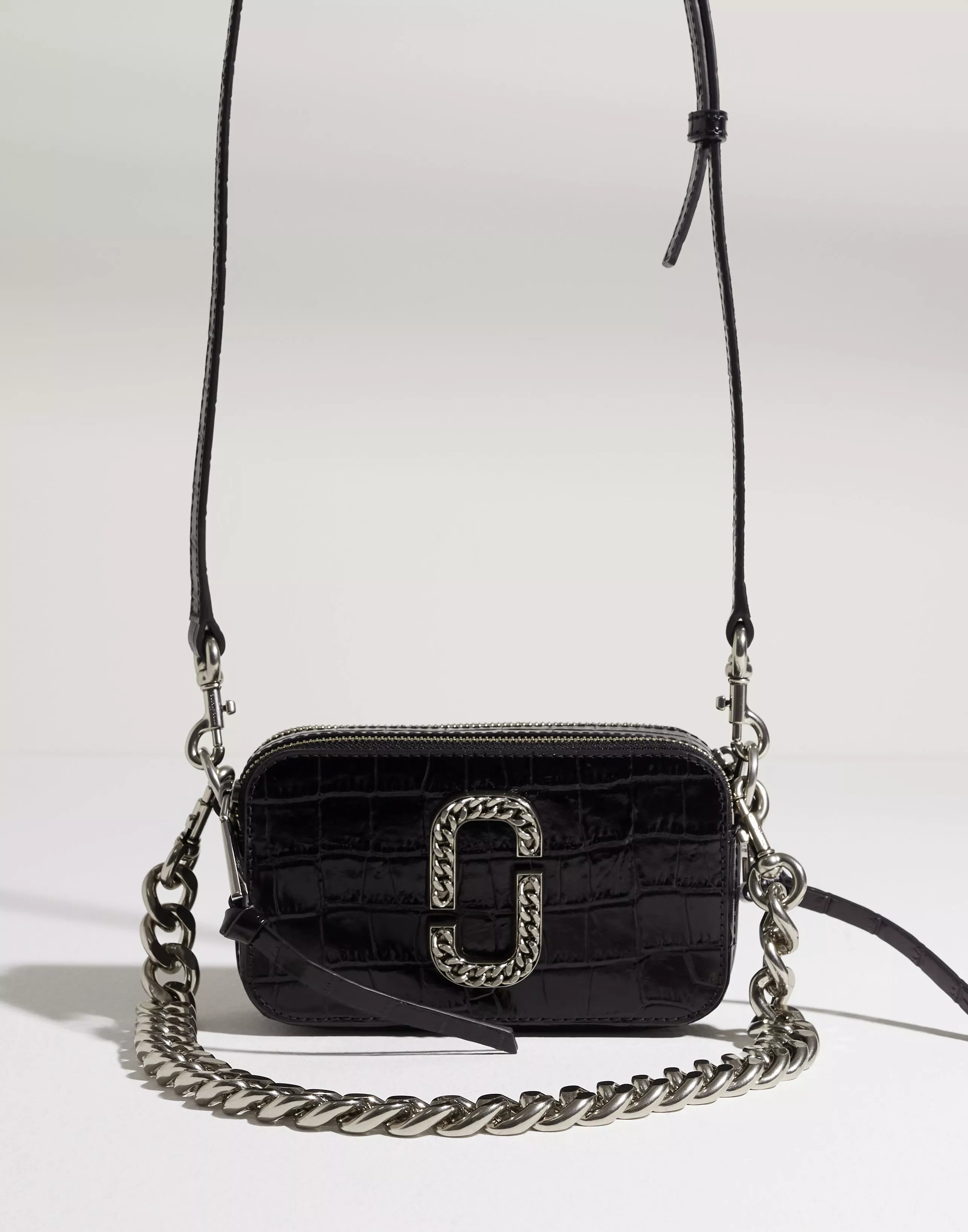 Shop Marc Jacobs Mini Snapshot Leather Chain Crossbody Bag