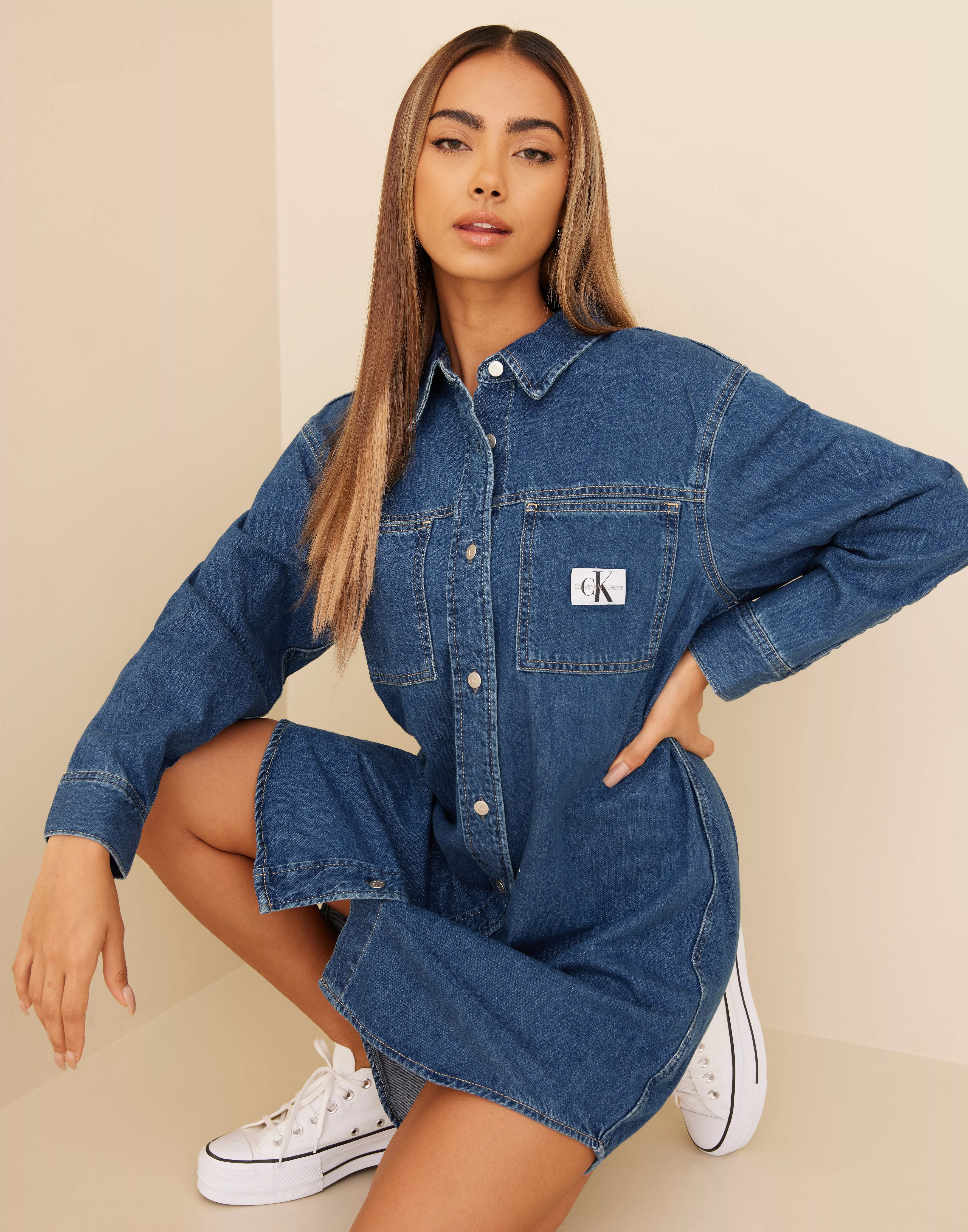 Buy Calvin Klein Jeans UTILITY SHIRT DRESS - Blue 