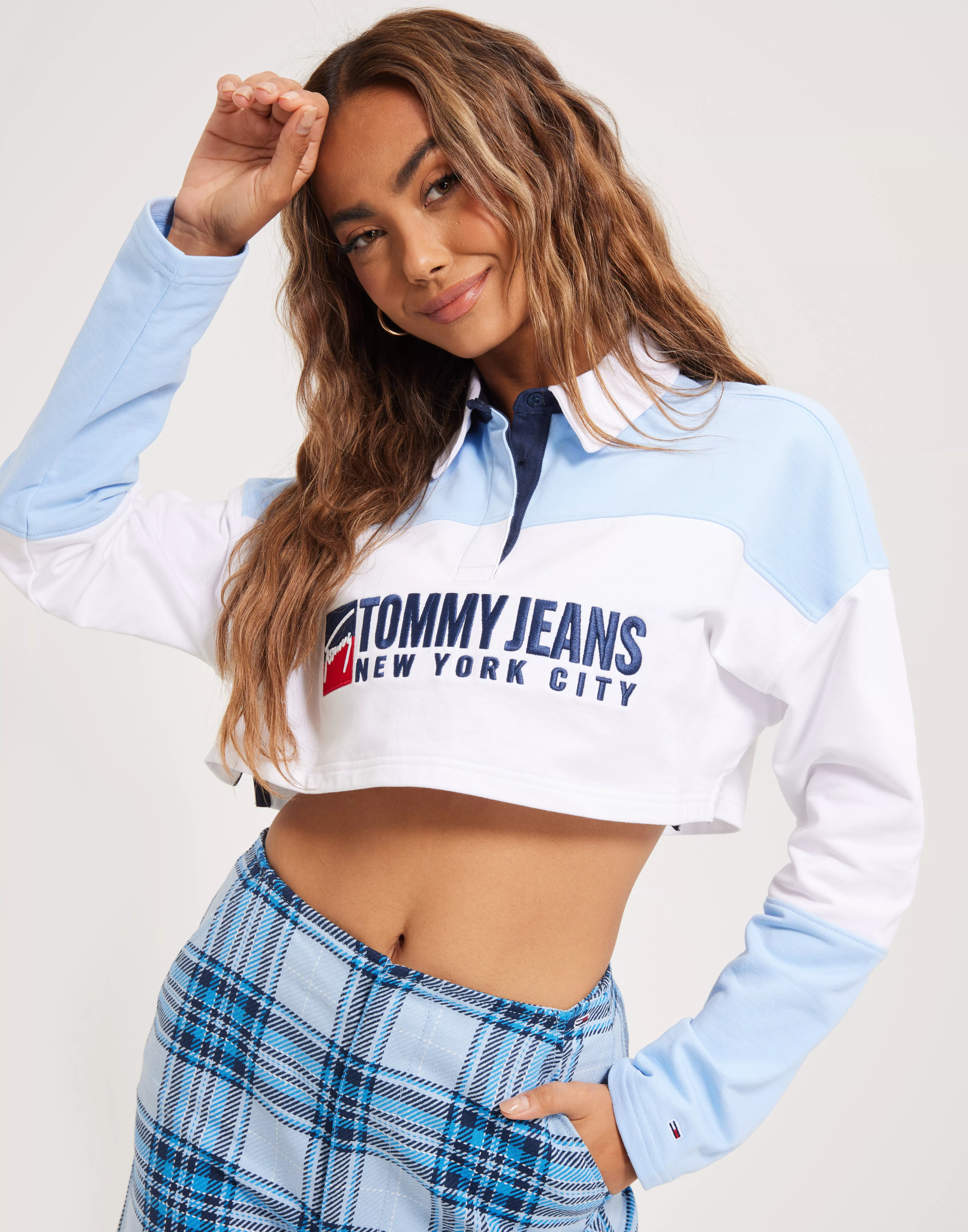 Buy Tommy Jeans TJW CROP SUPER Blue - LS TJ ATHLETIC