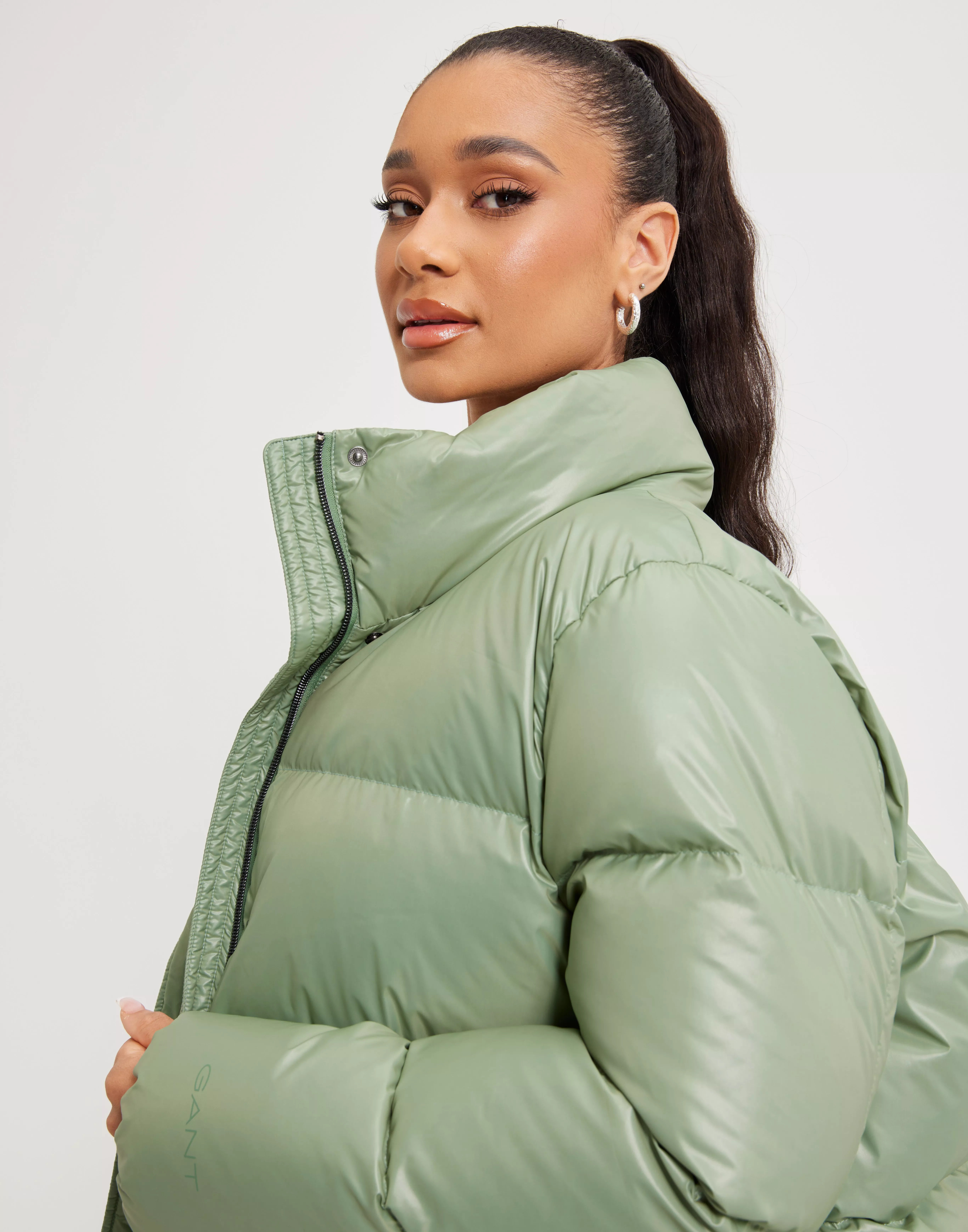 Cropped cheap down puffer